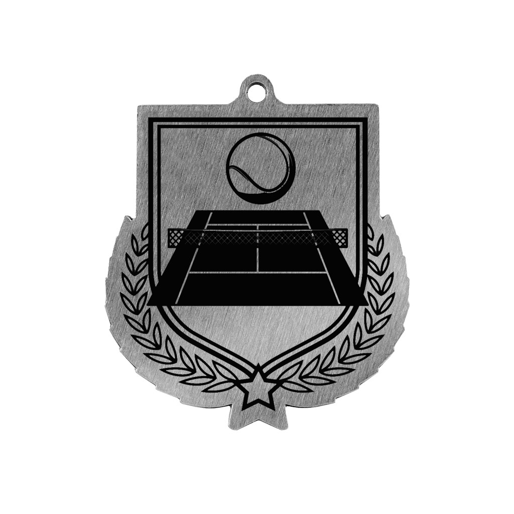Colour Printed Tennis Shield Shaped Medal