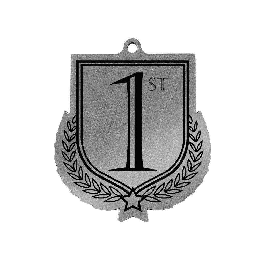 Colour Printed 1st Place Shield Shaped Medal
