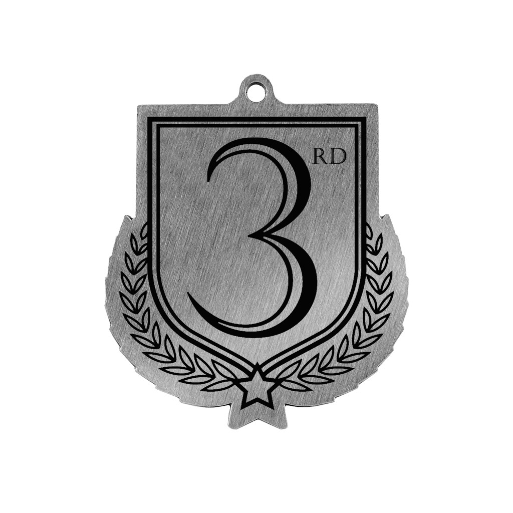 Colour Printed 3rd Place Shield Shaped Medal