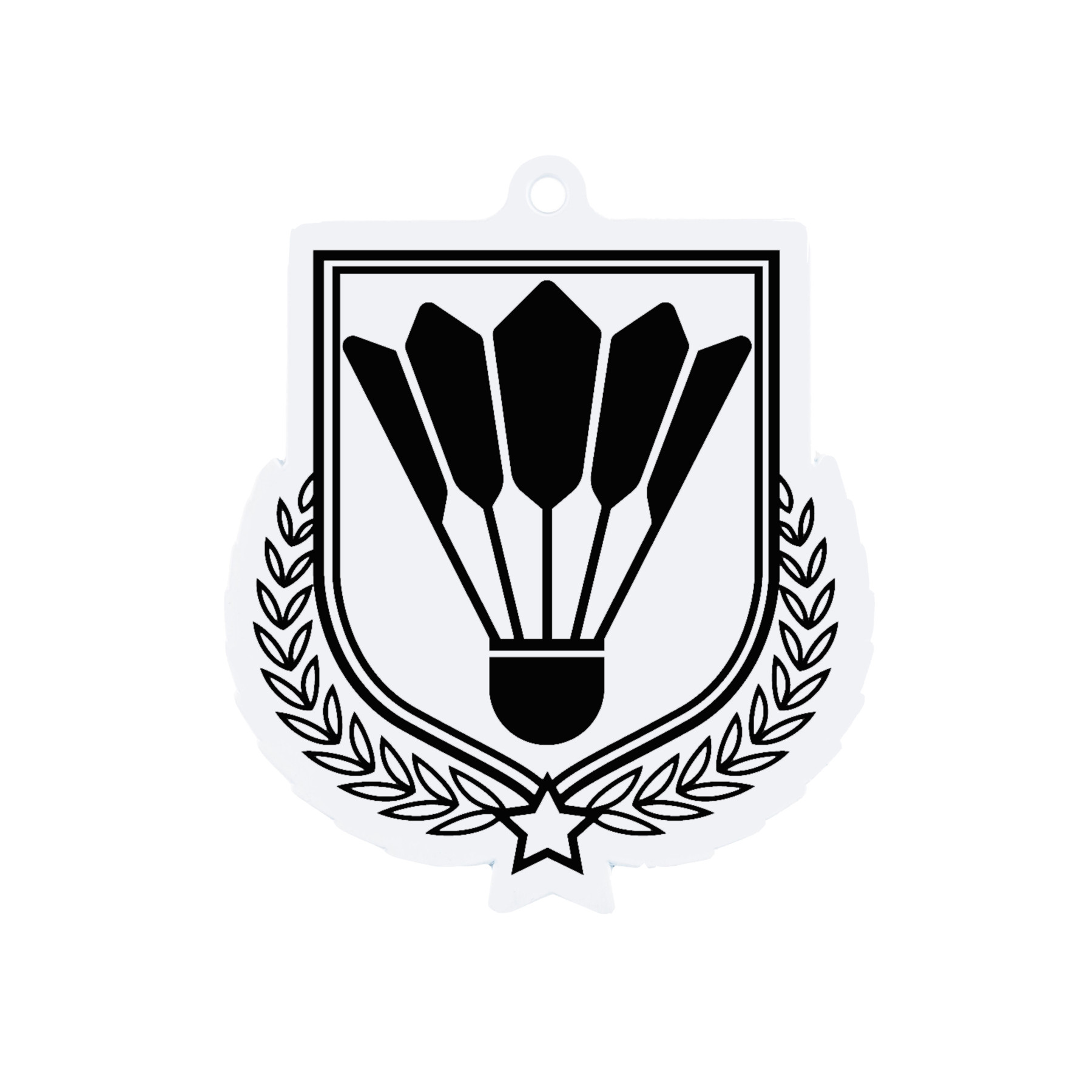Colour Printed Badminton Player Shield Shaped Medal