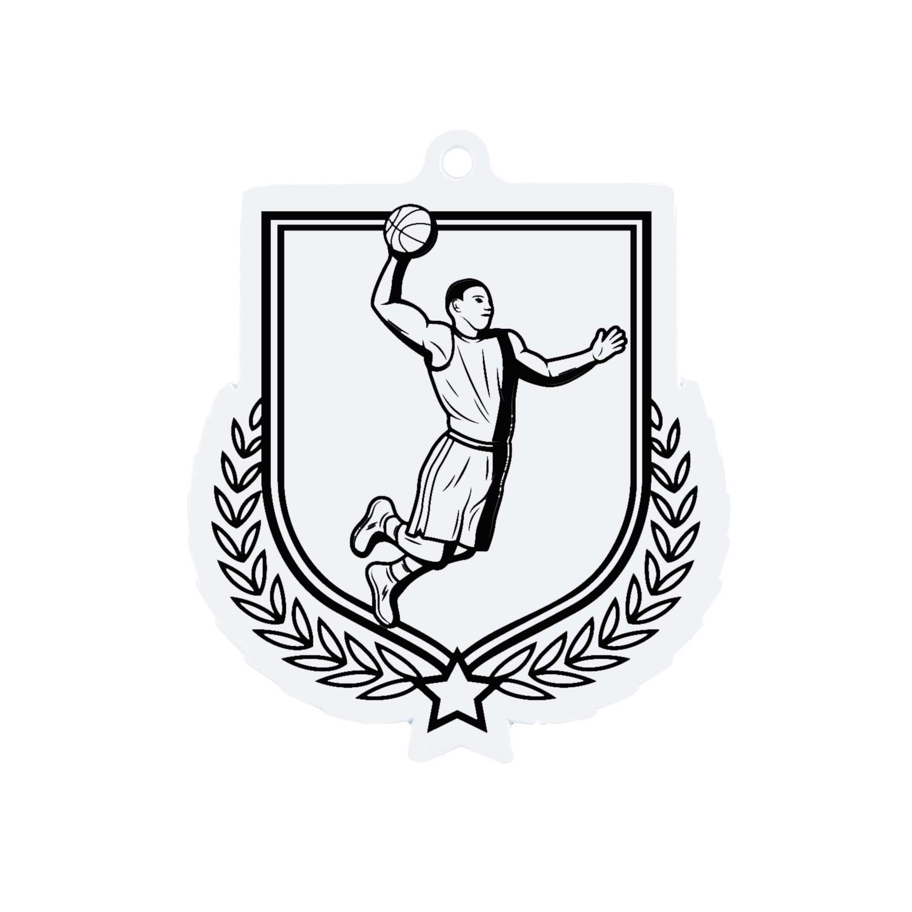 Colour Printed Basketball Shield Shaped Medal
