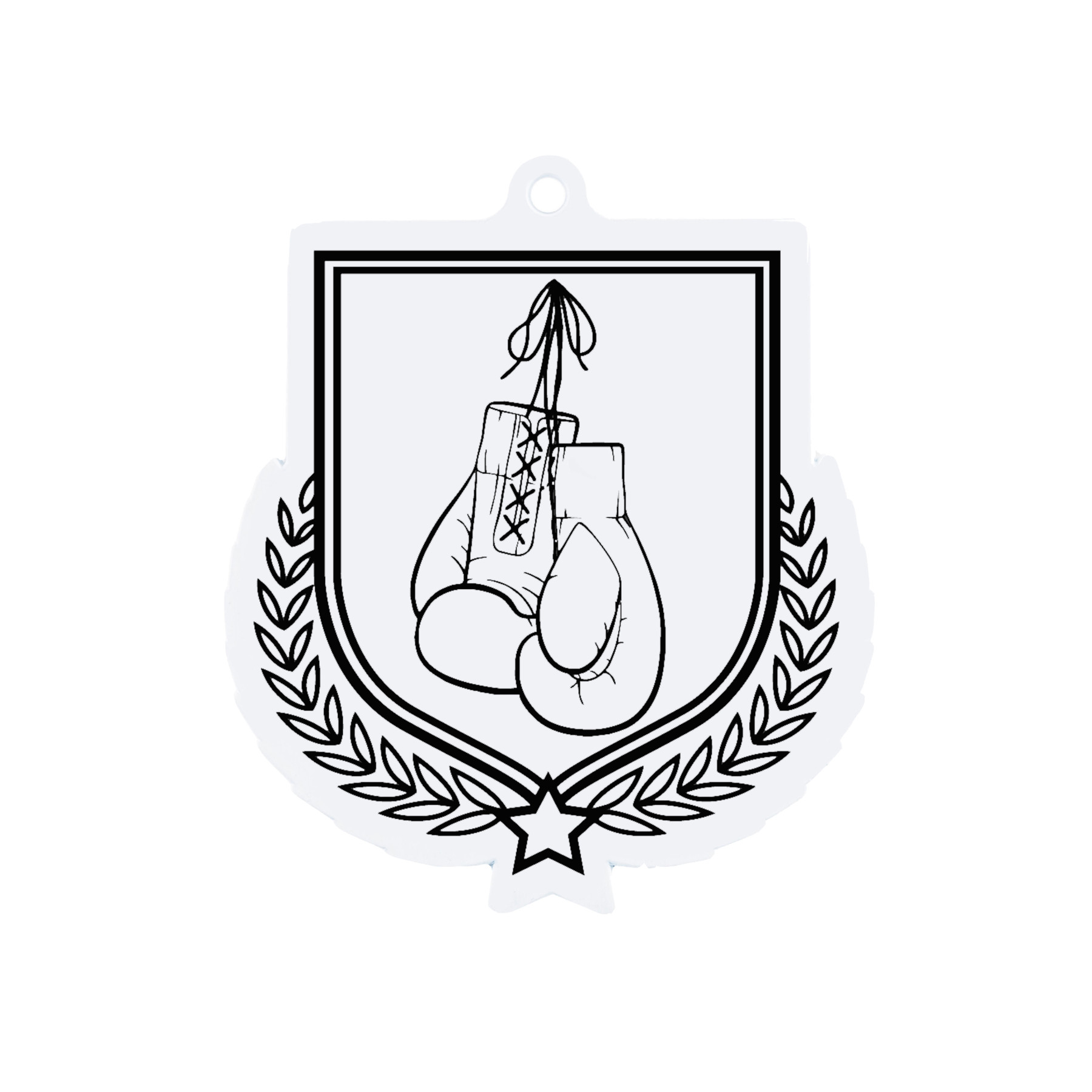 Colour Printed Boxing Gloves Shield Shaped Medal