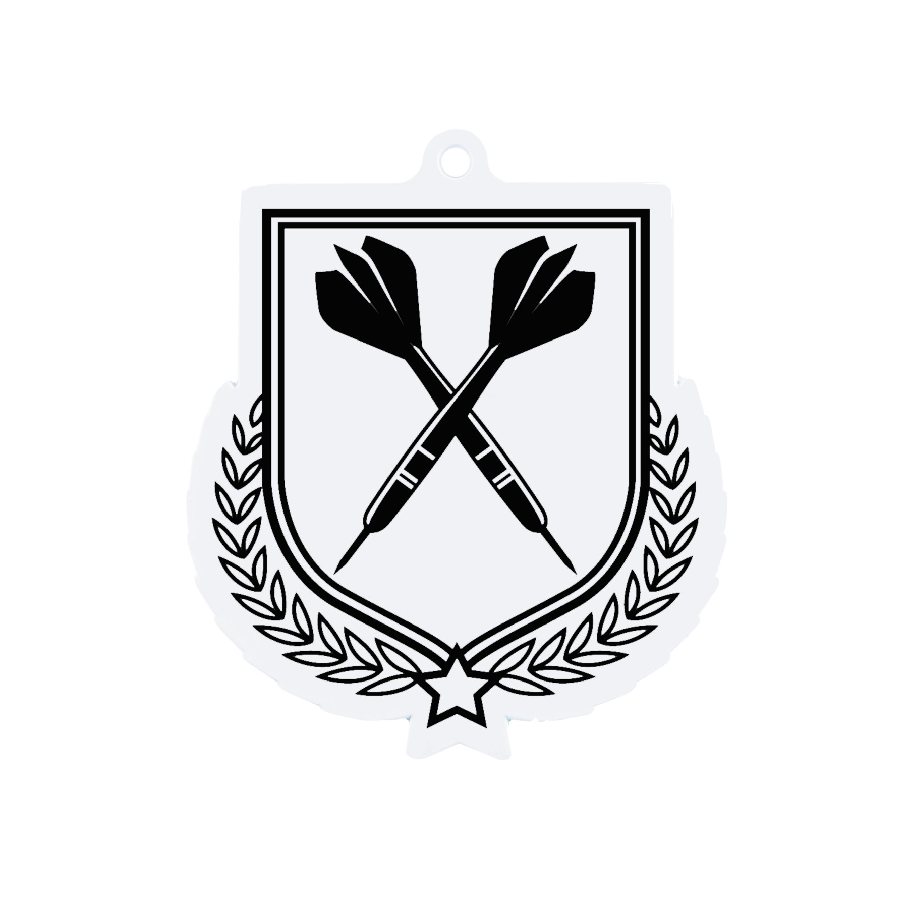 Colour Printed Darts Shield Shaped Medal