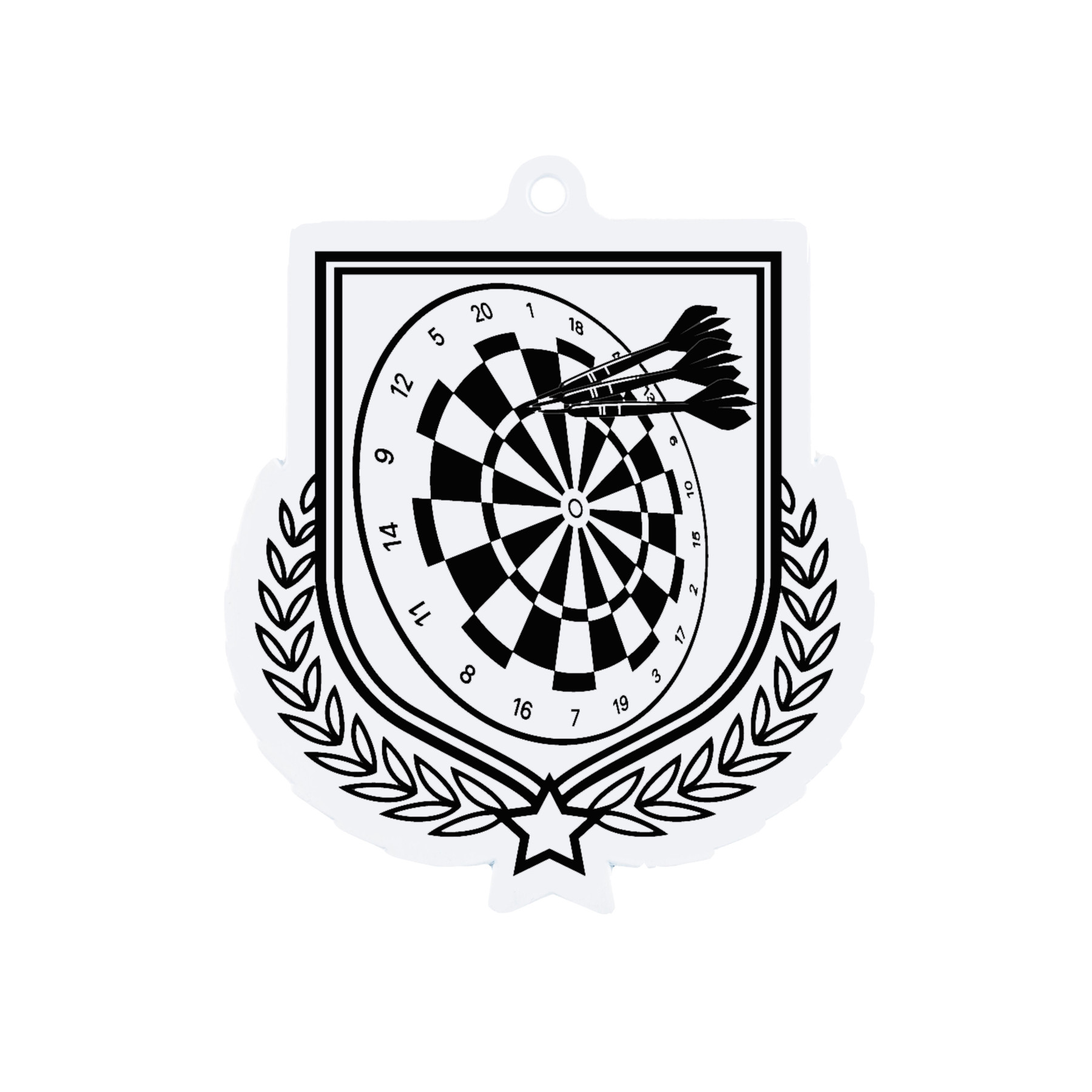Colour Printed Darts Shield Shaped Medal