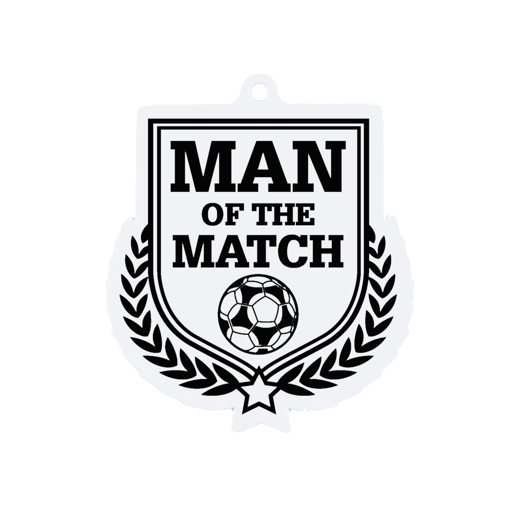 Colour Printed Football Man of the Match Shield Shaped Medal