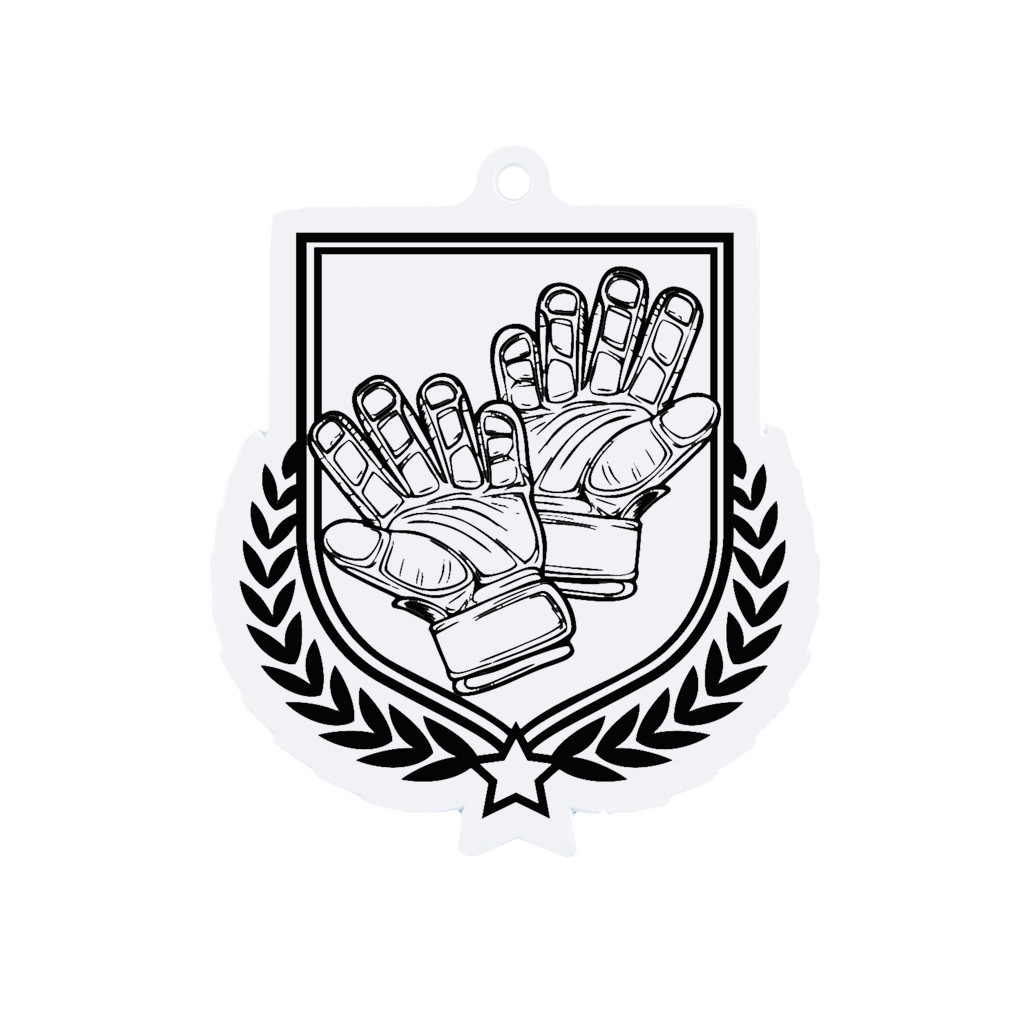 Colour Printed Football Gloves Shield Shaped Medal