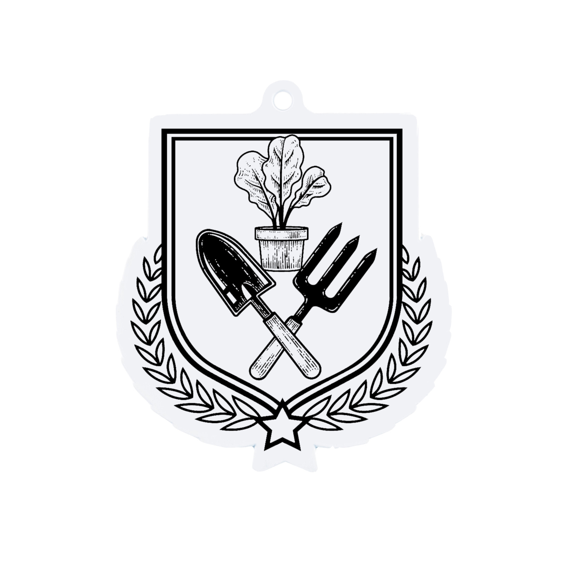 Colour Printed Gardening Shield Shaped Medal