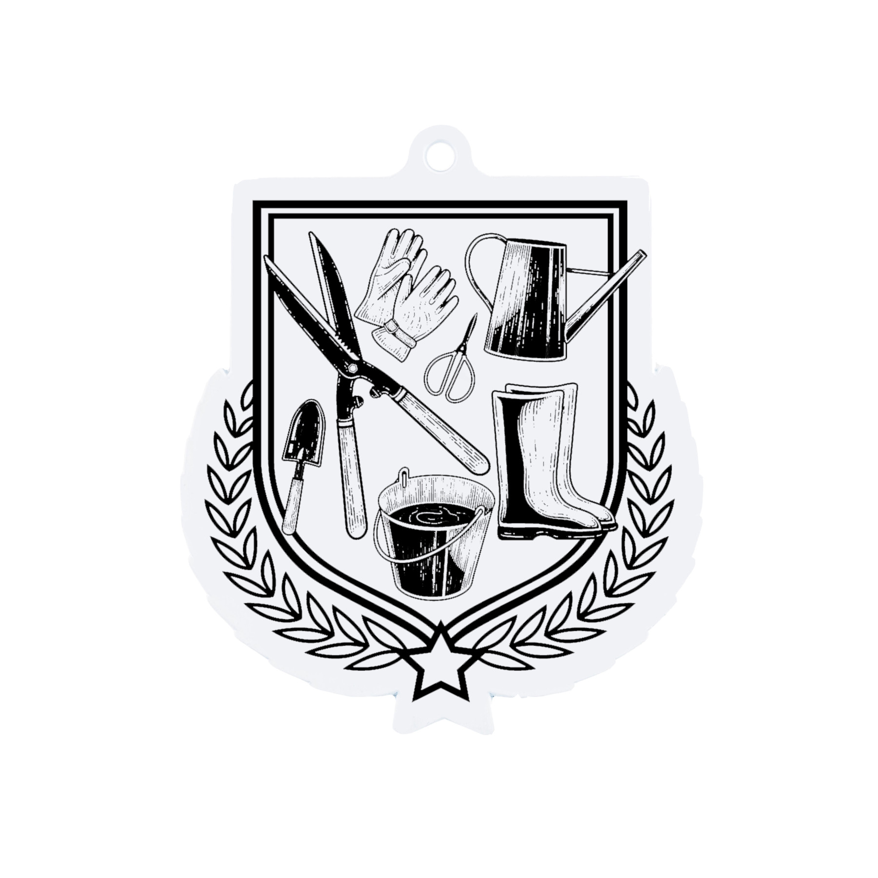 Colour Printed Gardening Shield Shaped Medal