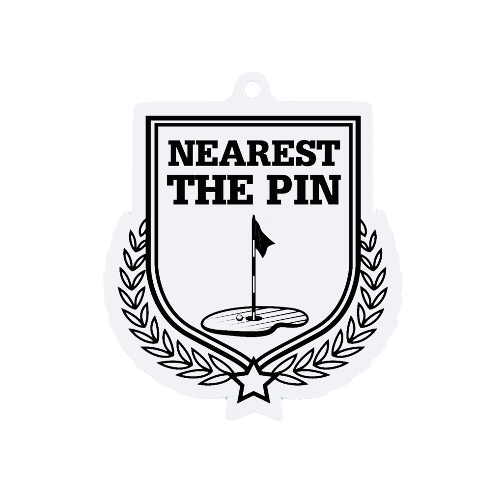 Colour Printed Golf Nearest the Pin Shield Shaped Medal