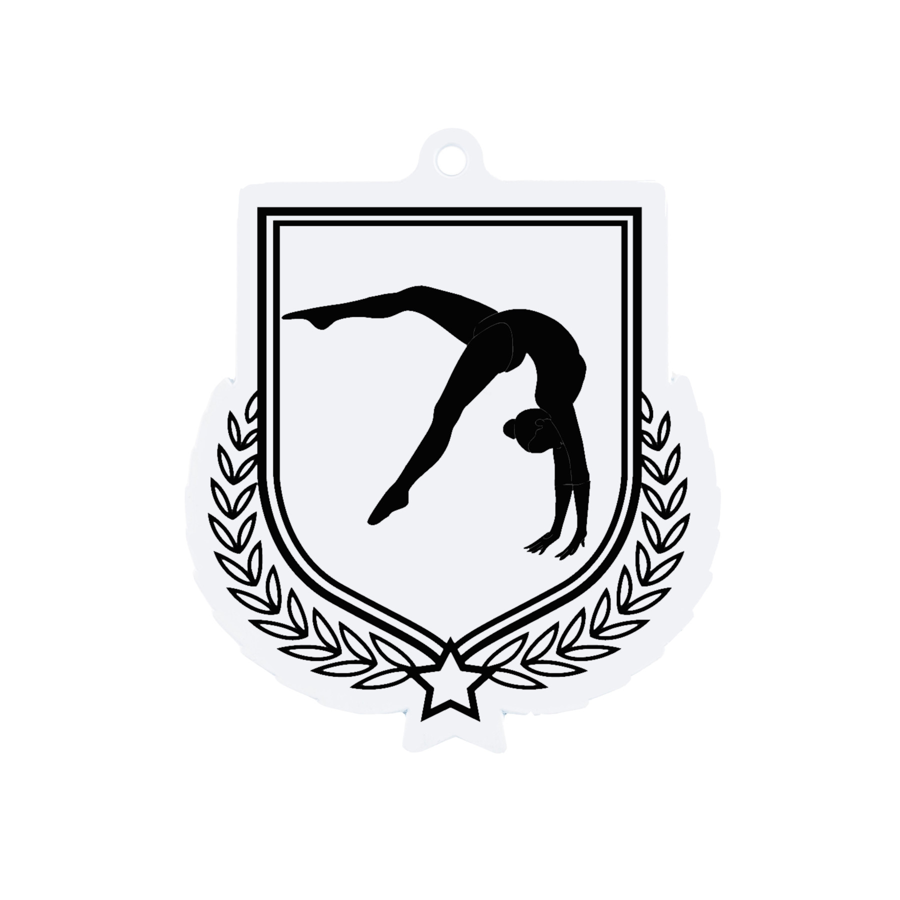 Colour Printed Gymnastics Shield Shaped Medal