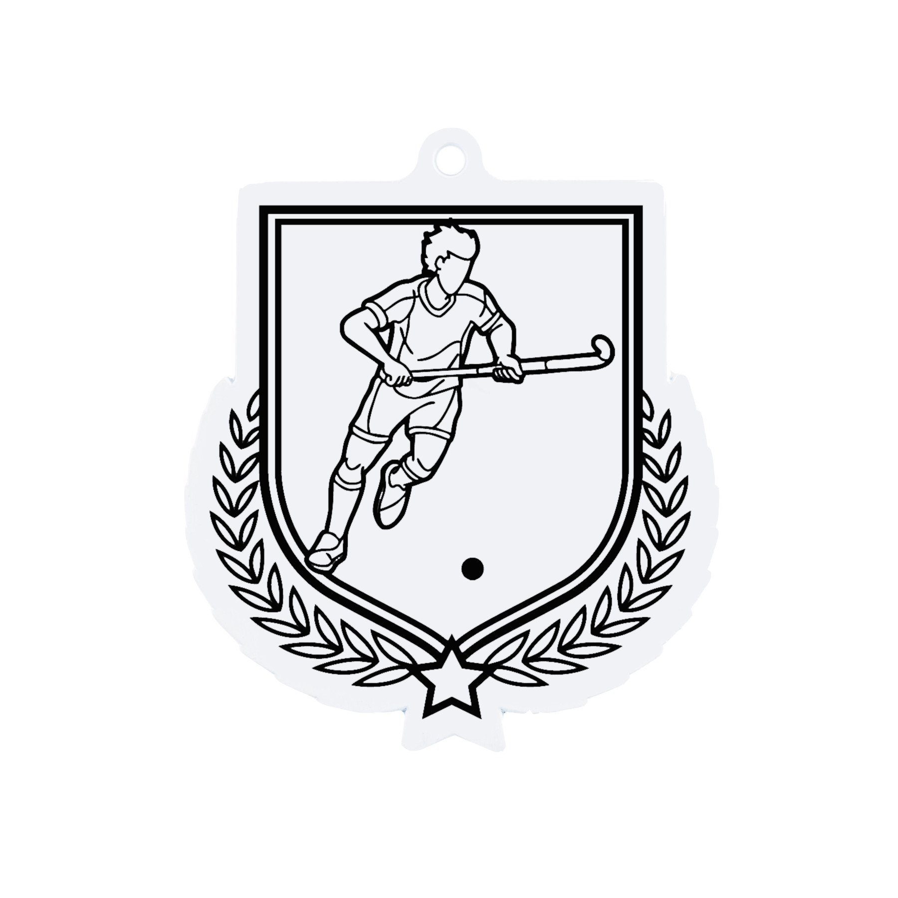 Colour Printed Male Hockey Shield Shaped Medal