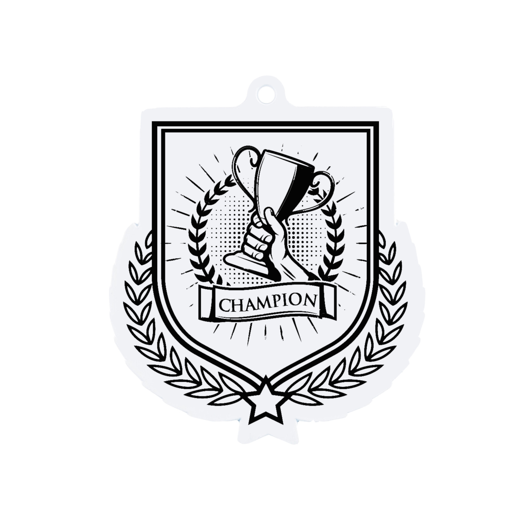 Colour Printed Champion Shield Shaped Medal