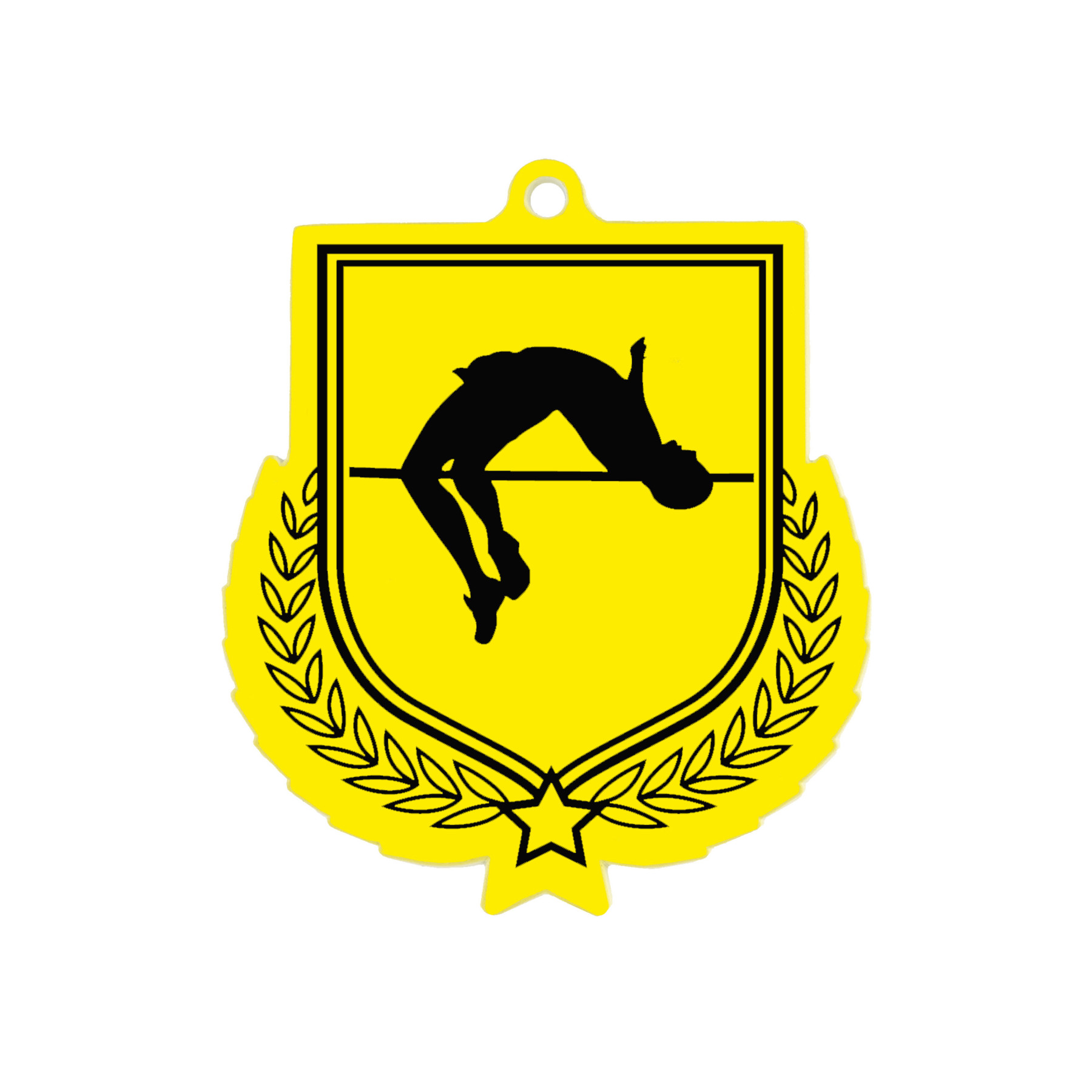 Colour Printed Pole Vault Shield Shaped Medal