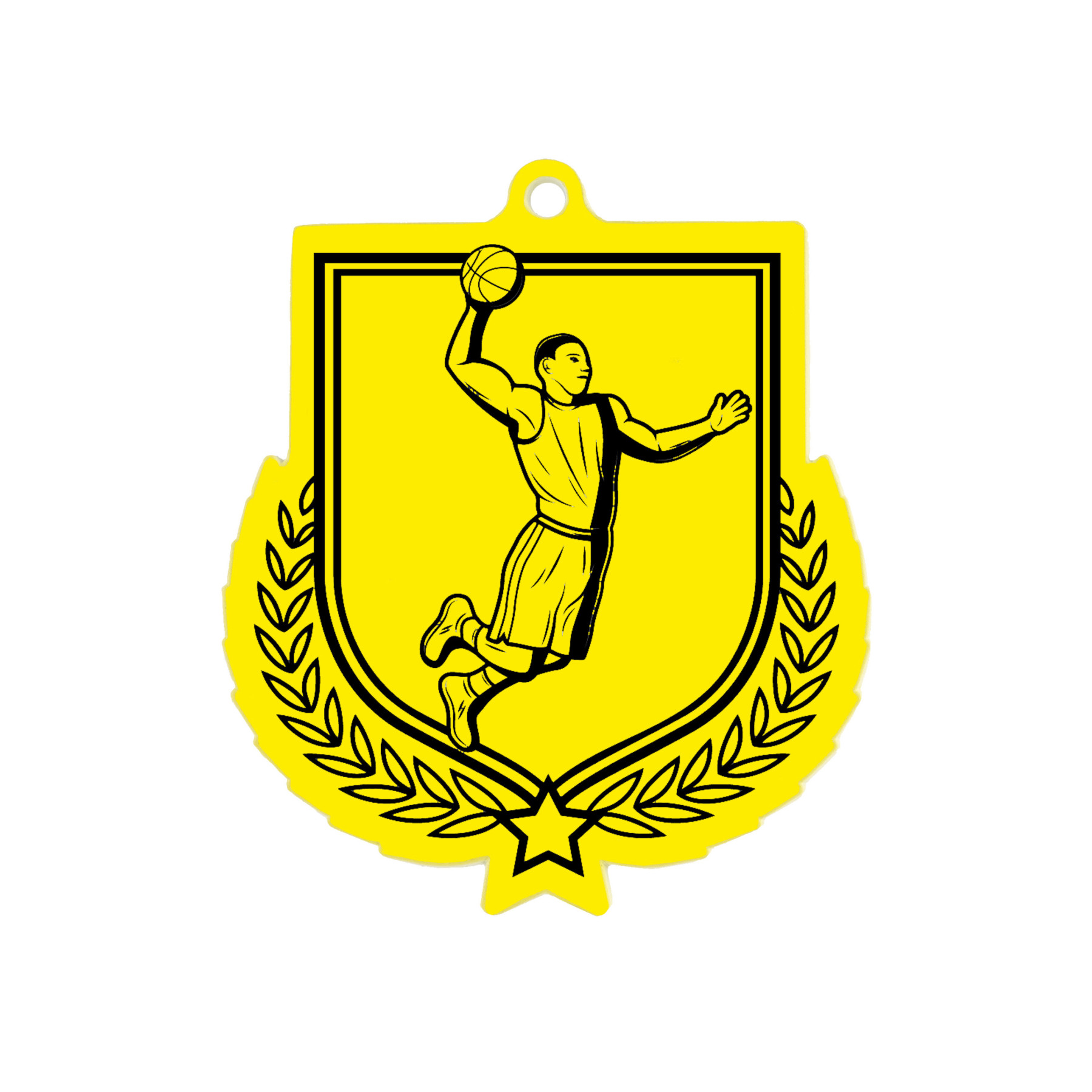 Colour Printed Basketball Shield Shaped Medal