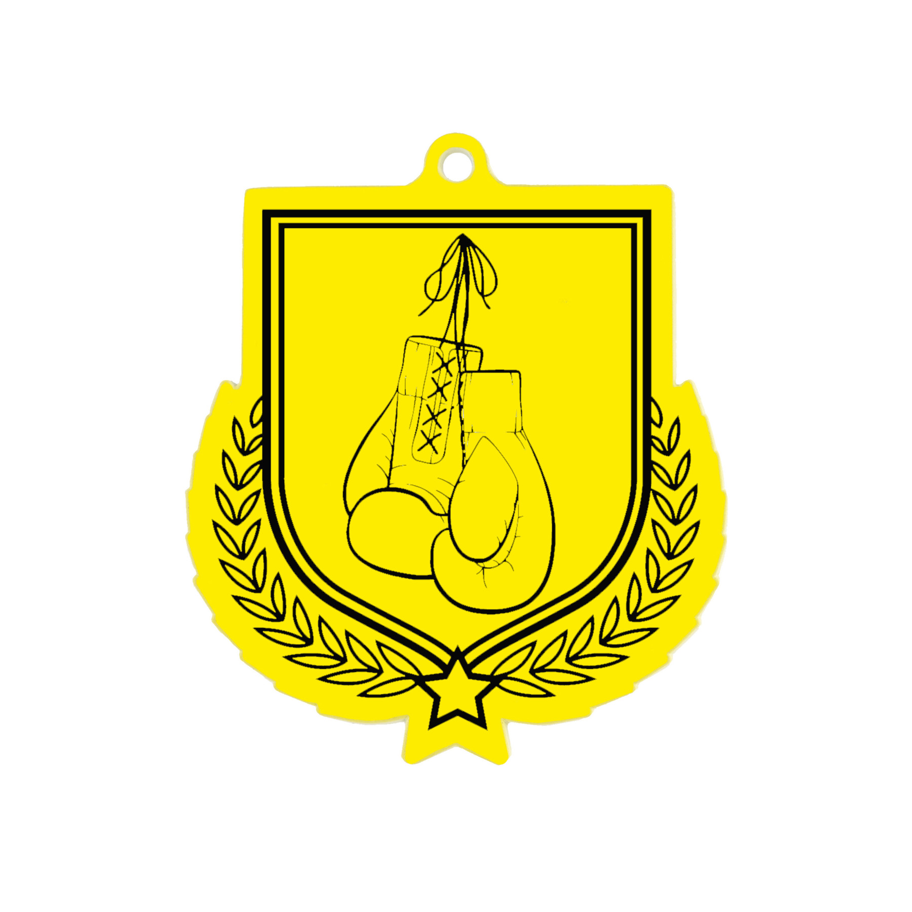 Colour Printed Boxing Gloves Shield Shaped Medal