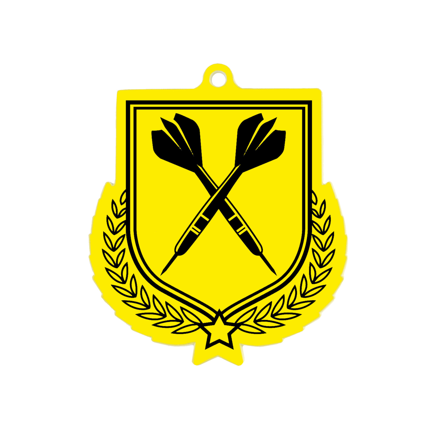Colour Printed Darts Shield Shaped Medal