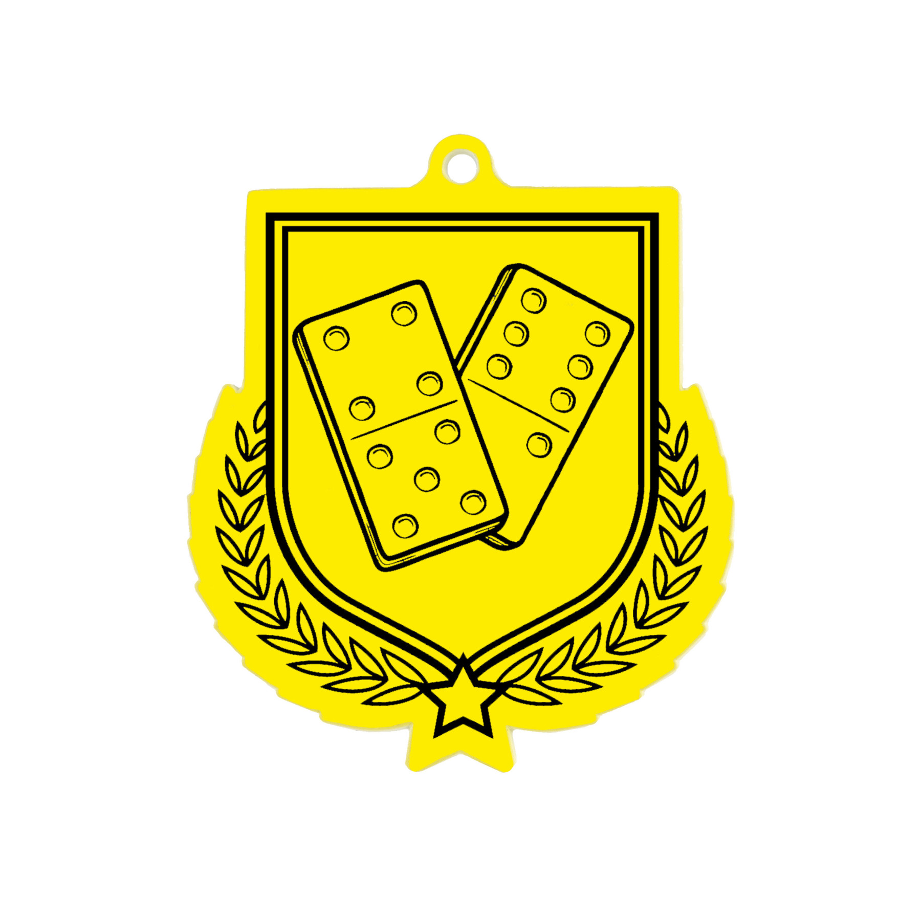 Colour Printed Dominoes Shield Shaped Medal