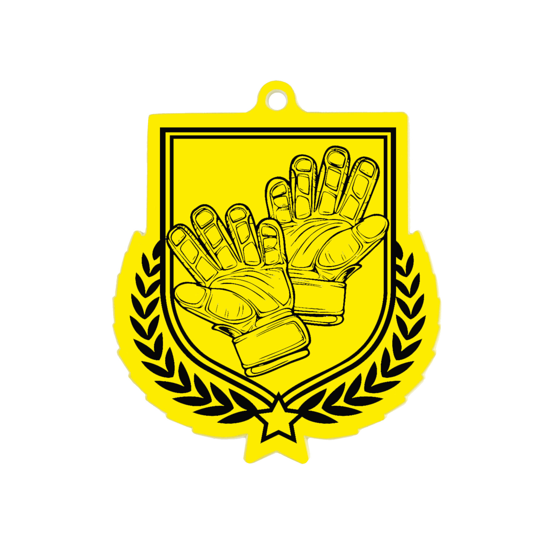 Colour Printed Football Gloves Shield Shaped Medal