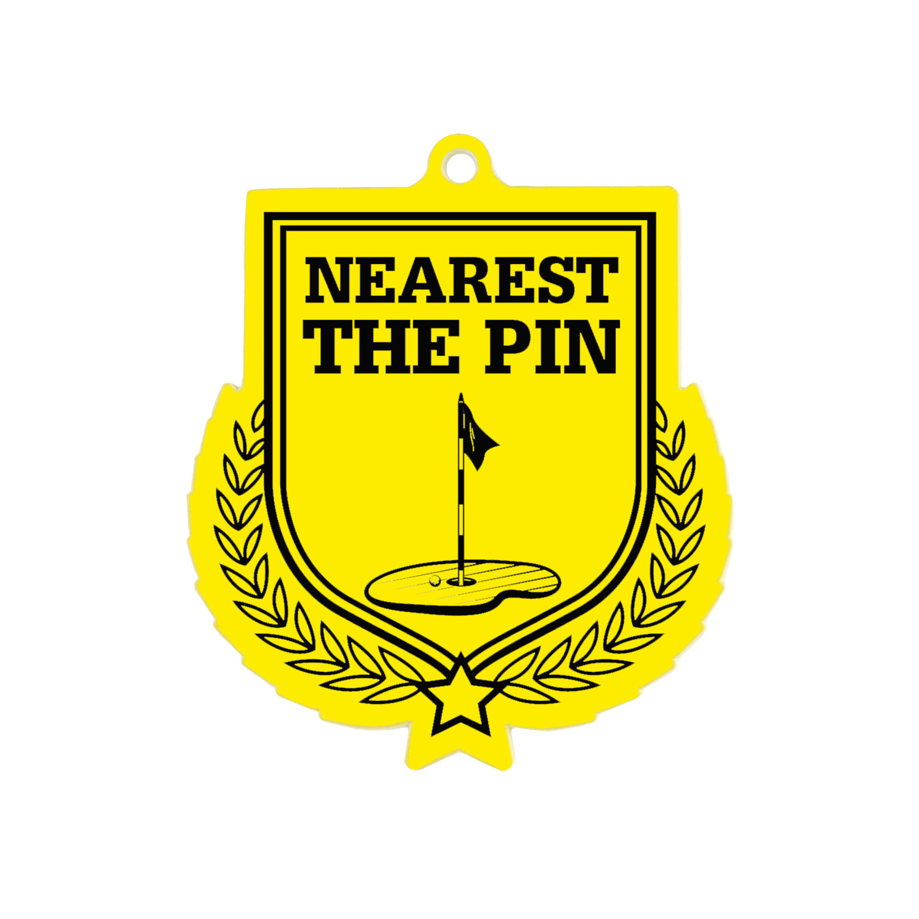 Colour Printed Golf Nearest the Pin Shield Shaped Medal