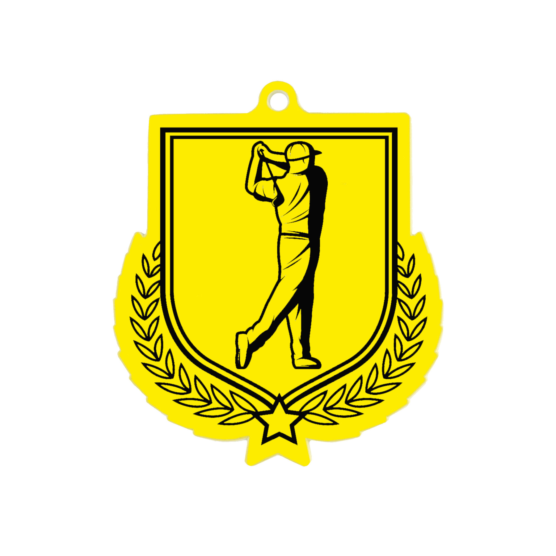 Colour Printed Golf Shield Shaped Medal