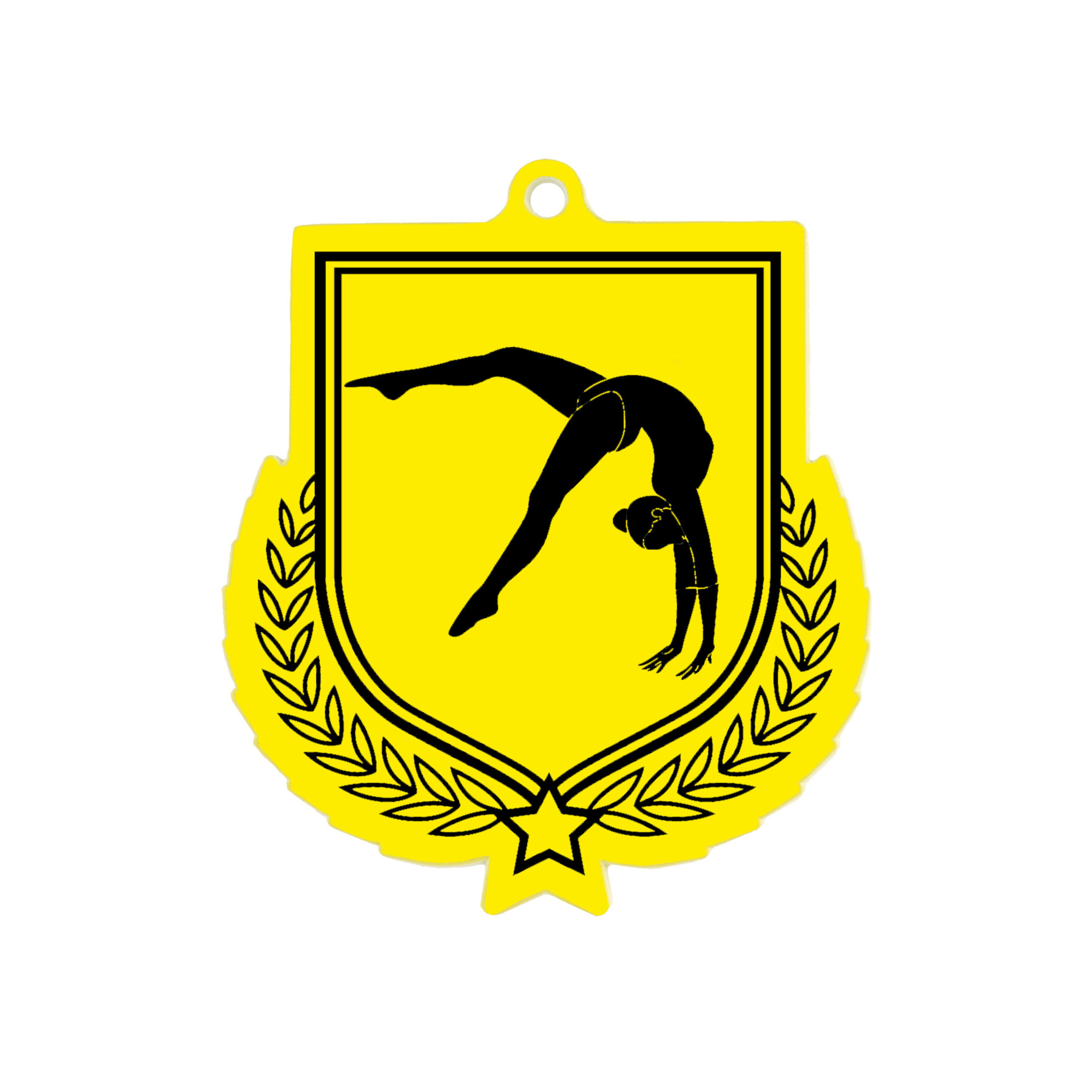 Colour Printed Gymnastics Shield Shaped Medal