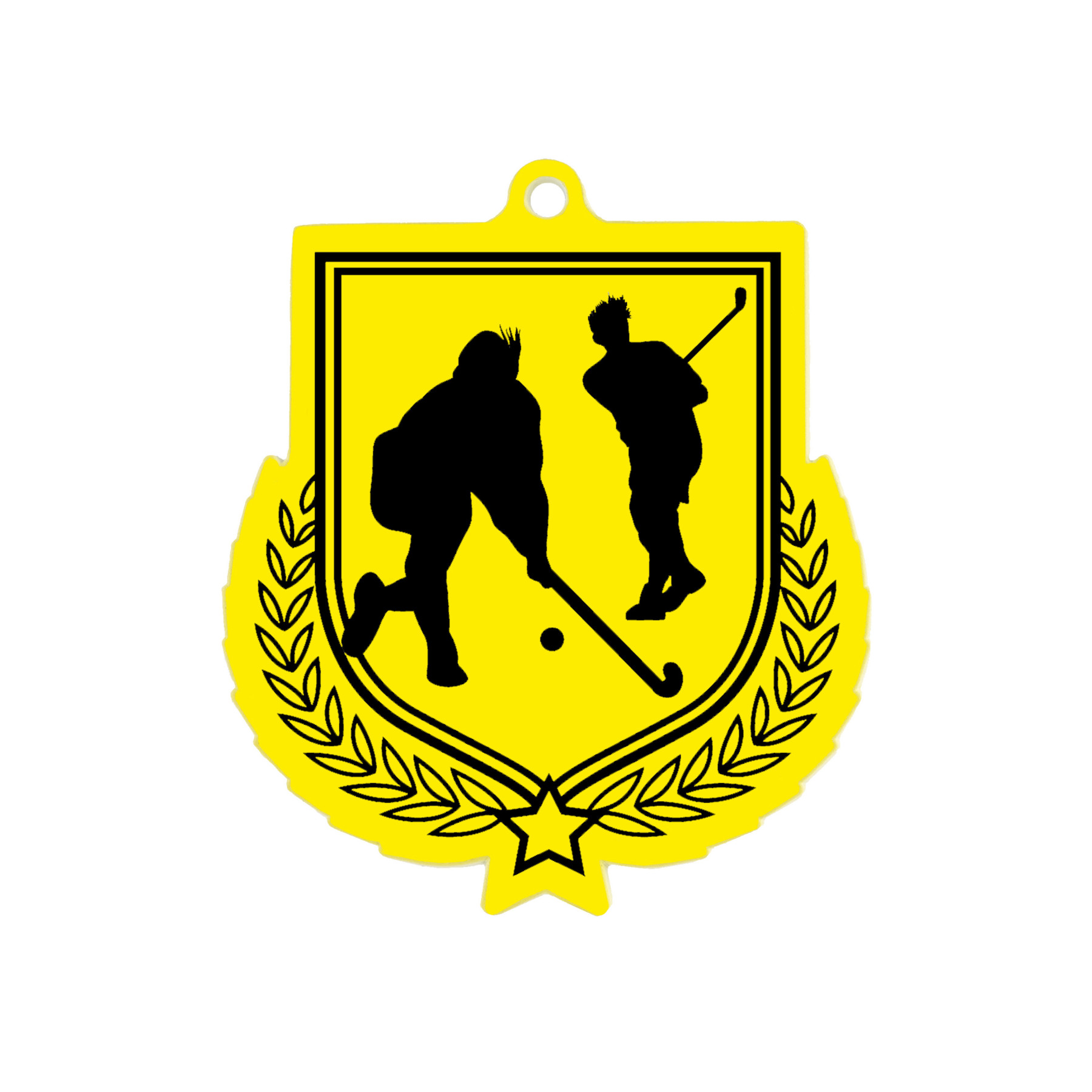 Colour Printed Hockey Shield Shaped Medal