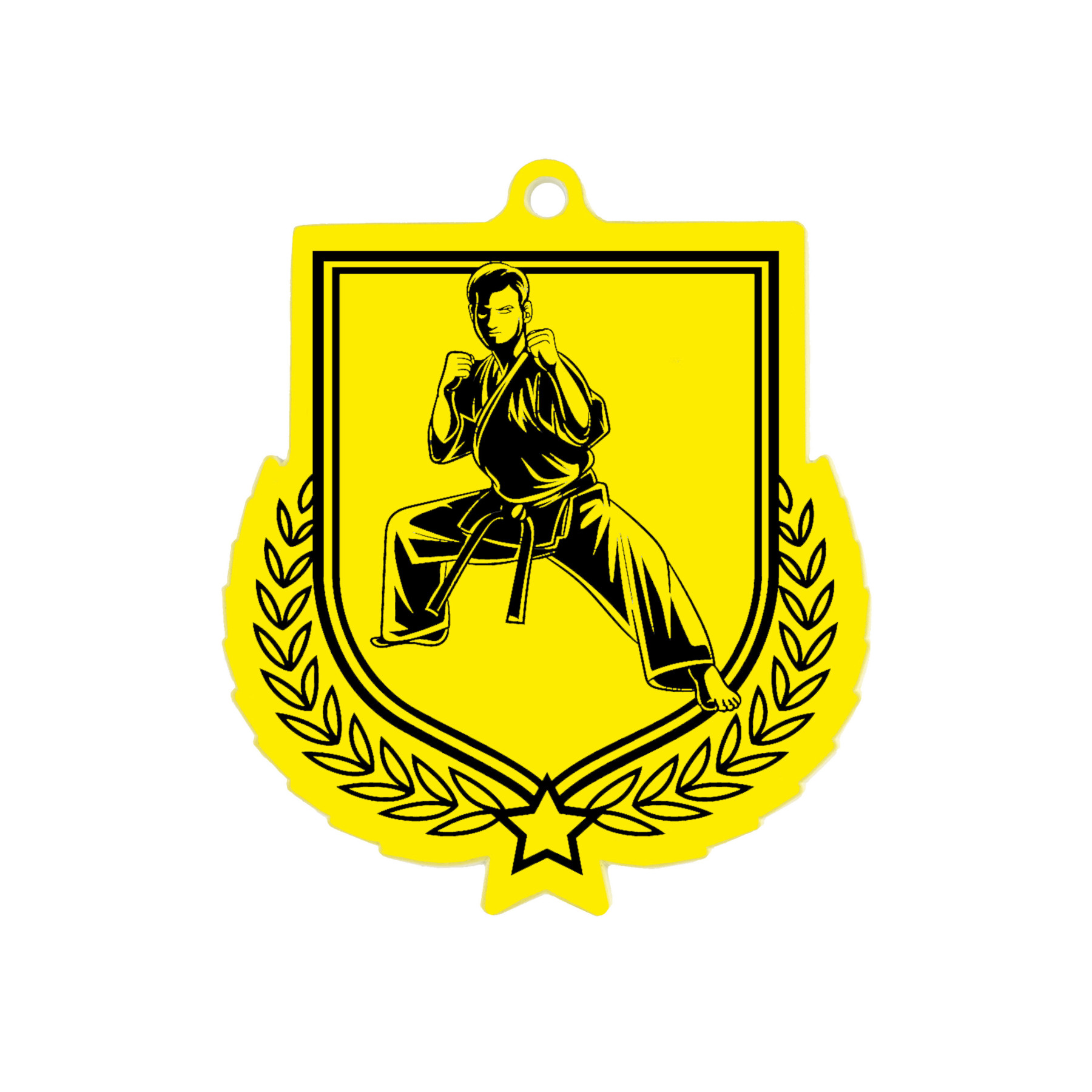 Colour Printed Karate Shield Shaped Medal