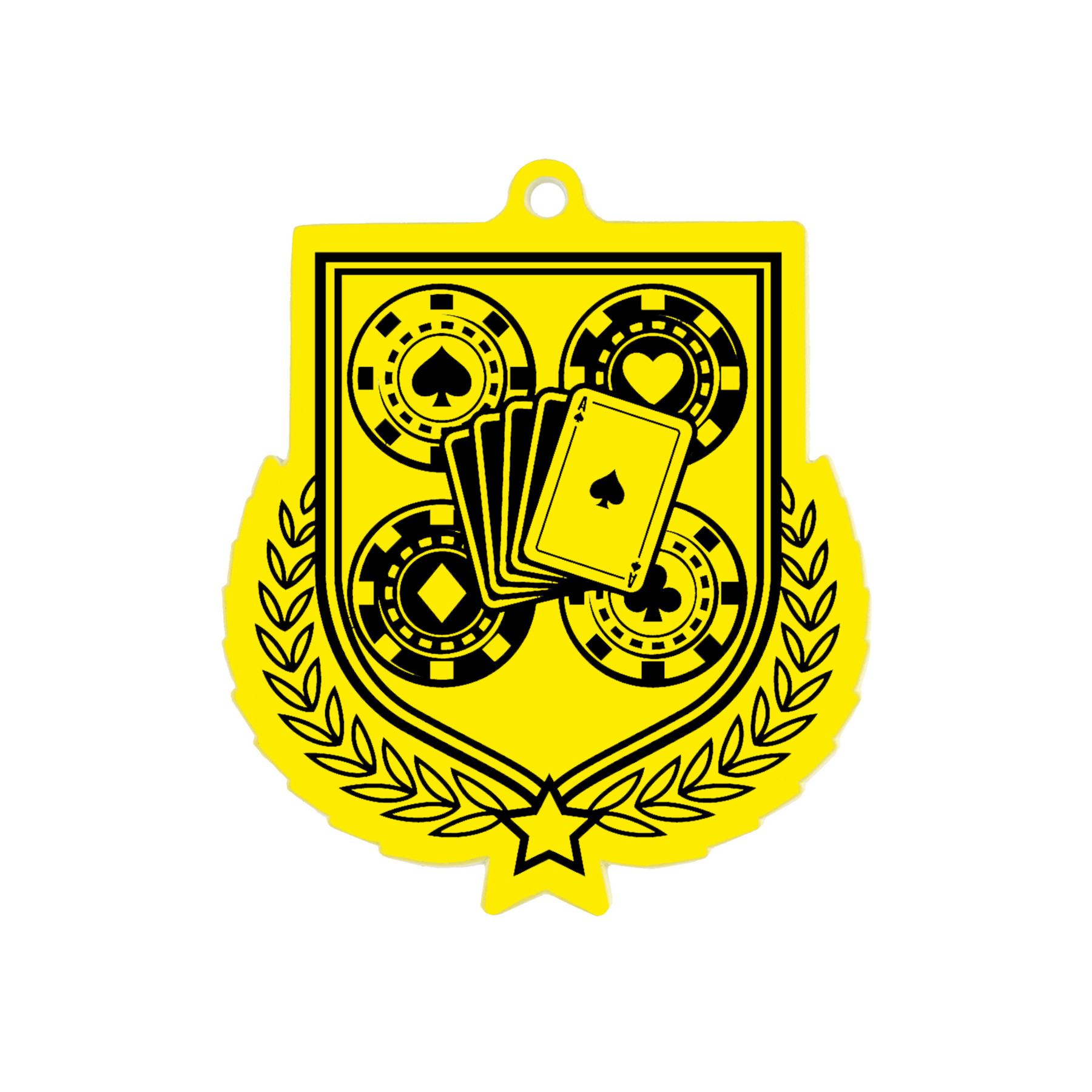 Colour Printed Cards & Poker Shield Shaped Medal