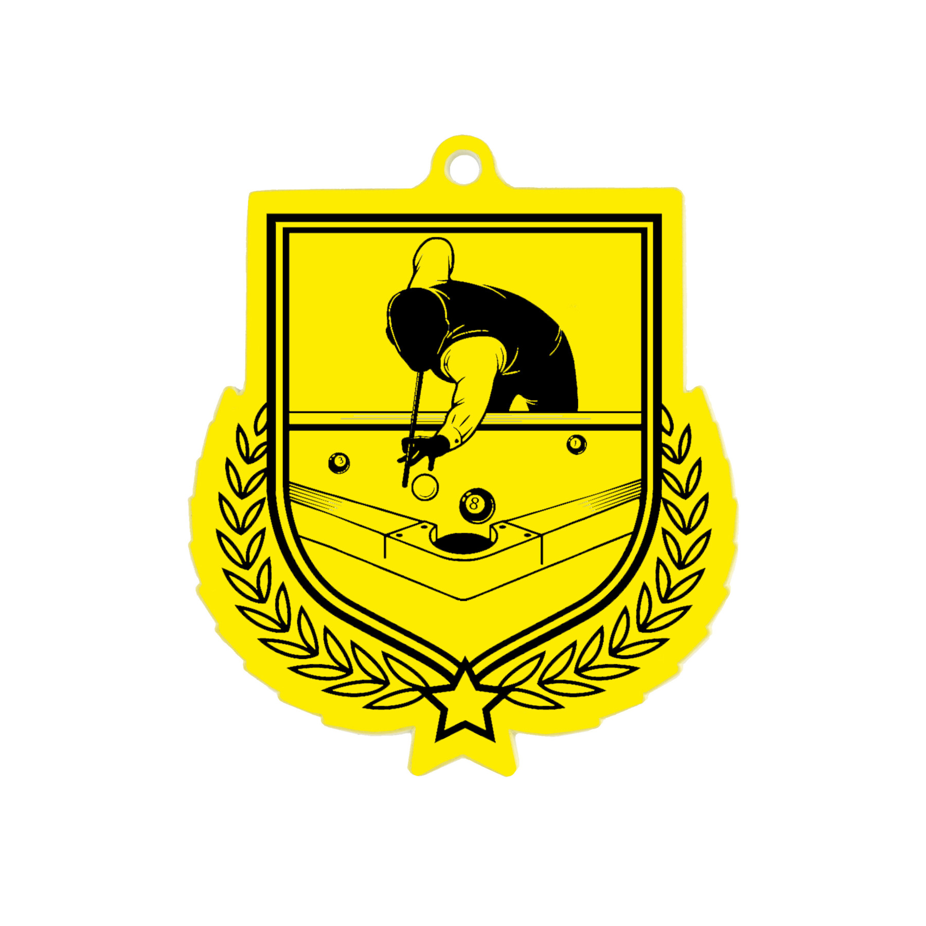 Colour Printed Pool Shield Shaped Medal