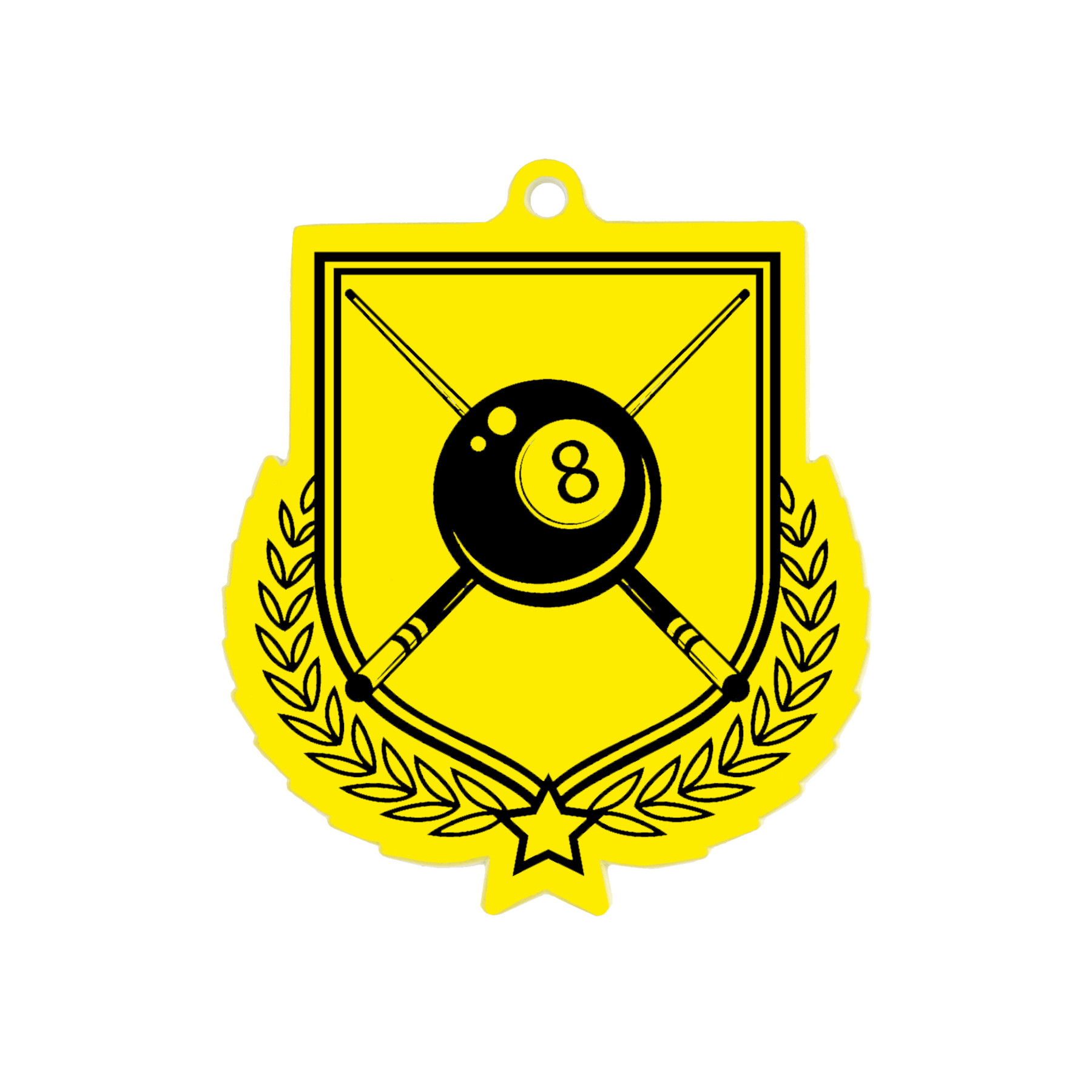 Colour Printed Pool Shield Shaped Medal