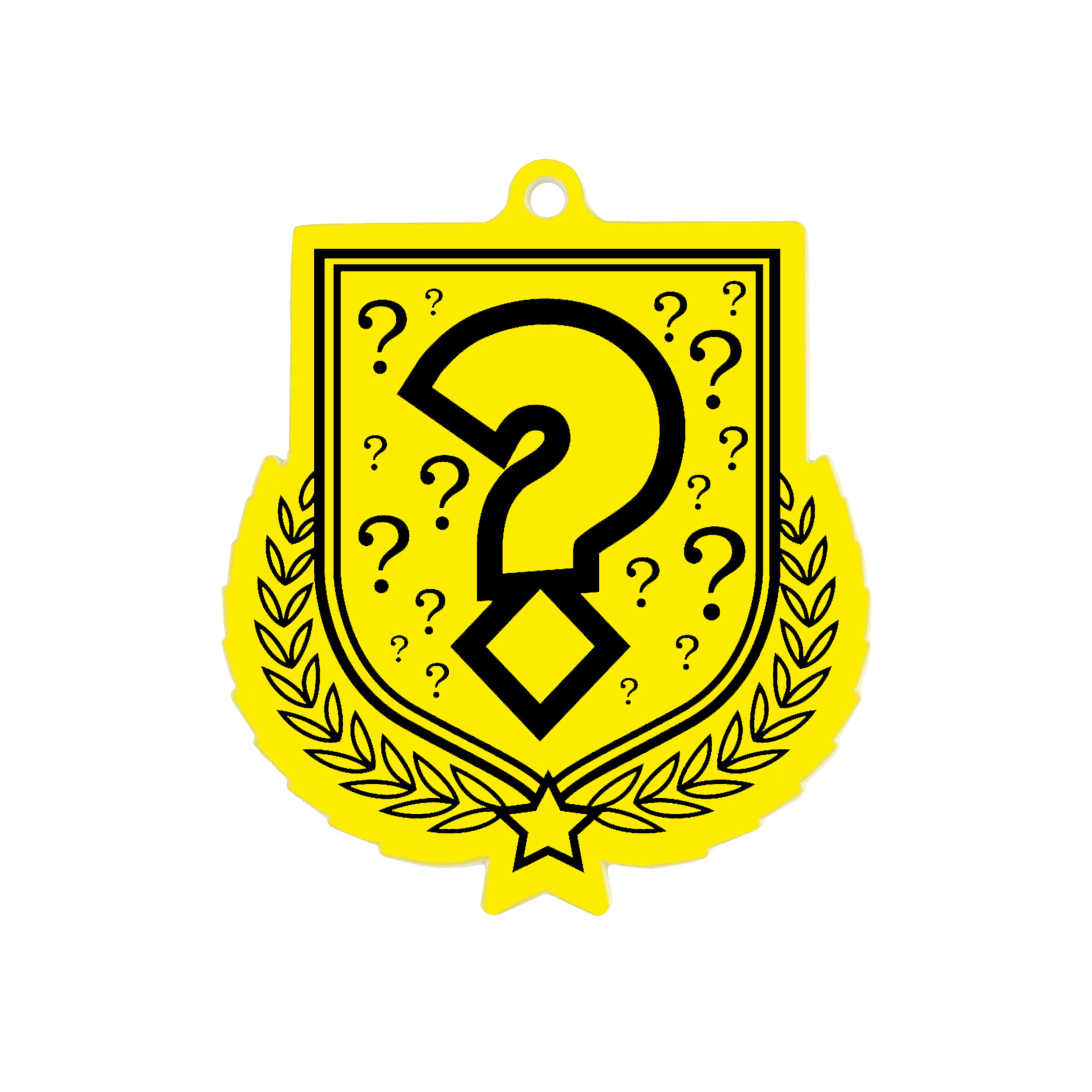 Colour Printed Quiz Shield Shaped Medal
