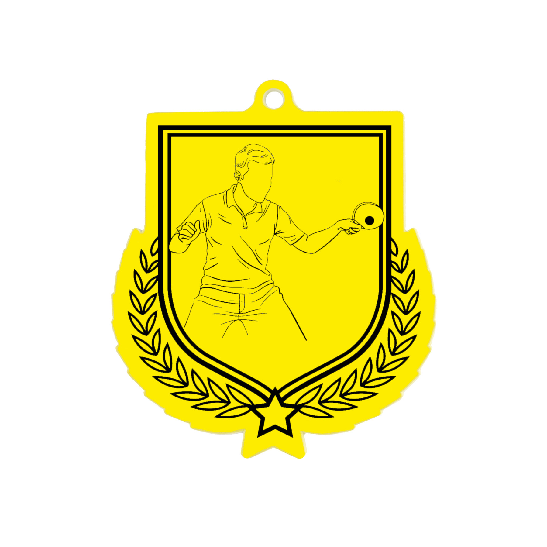 Colour Printed Table Tennis Shield Shaped Medal