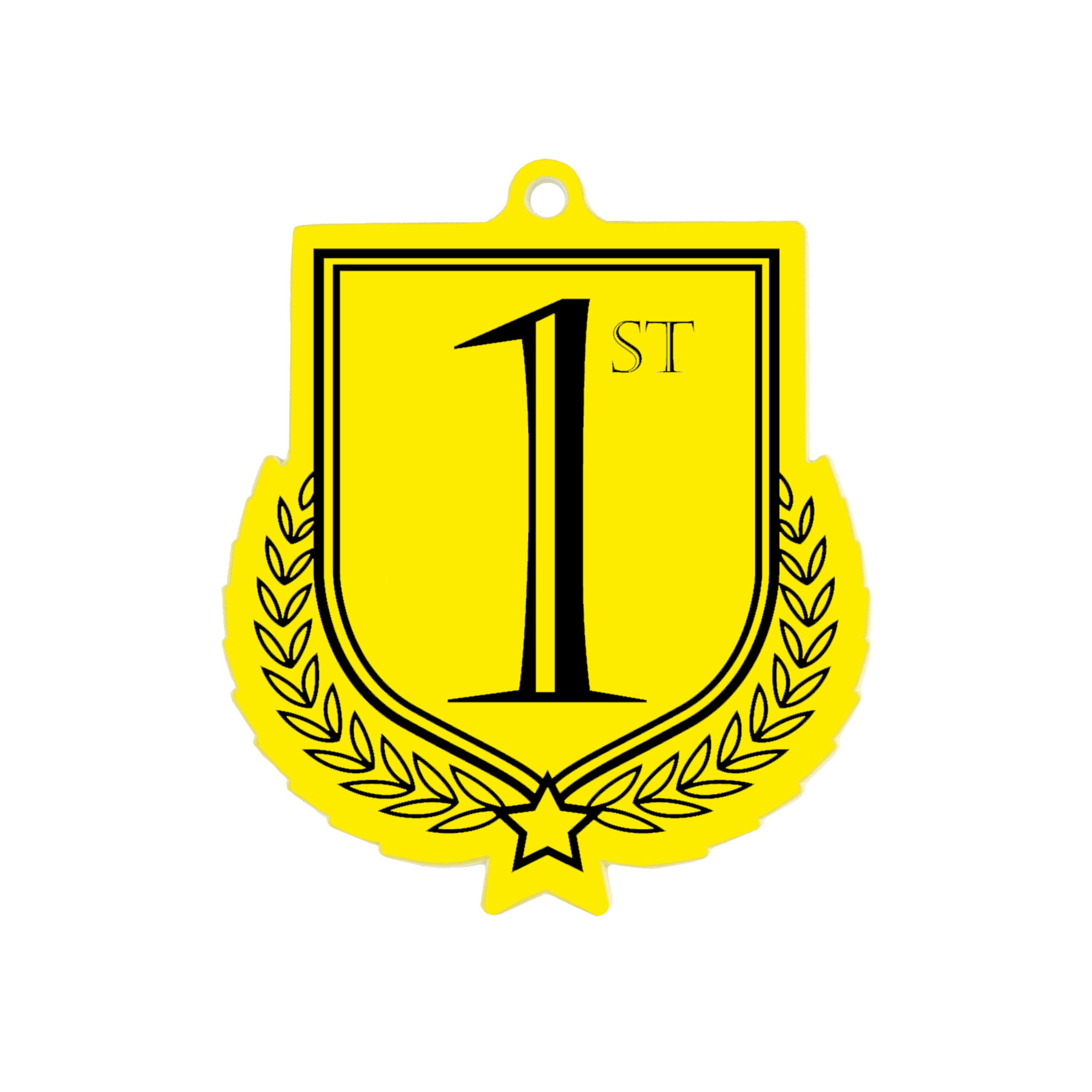 Colour Printed 1st Place Shield Shaped Medal