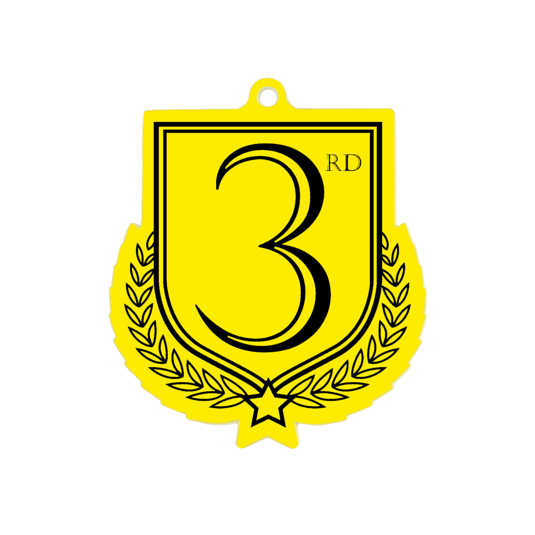 Colour Printed 3rd Place Shield Shaped Medal