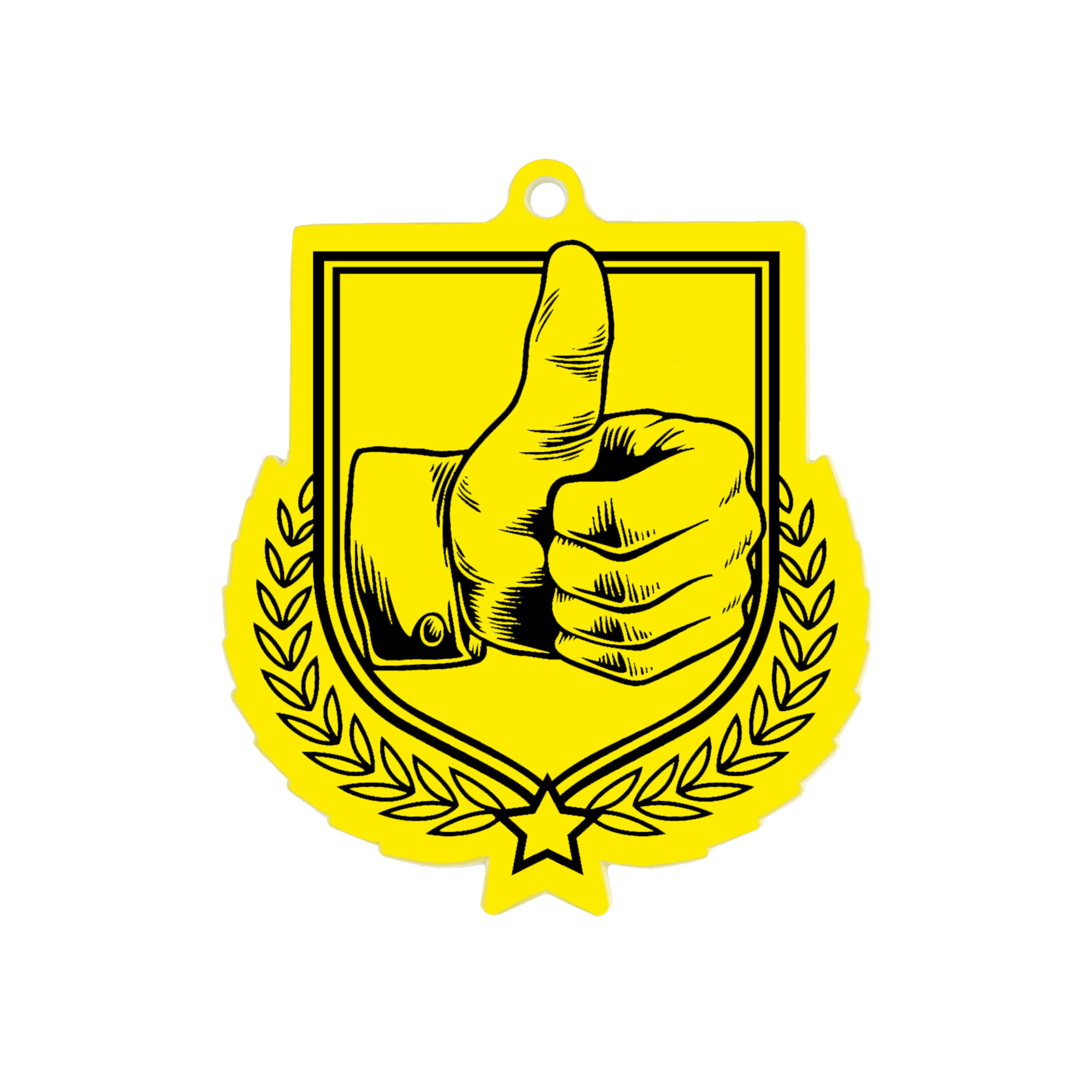 Colour Printed Thumbs Up Shield Shaped Medal
