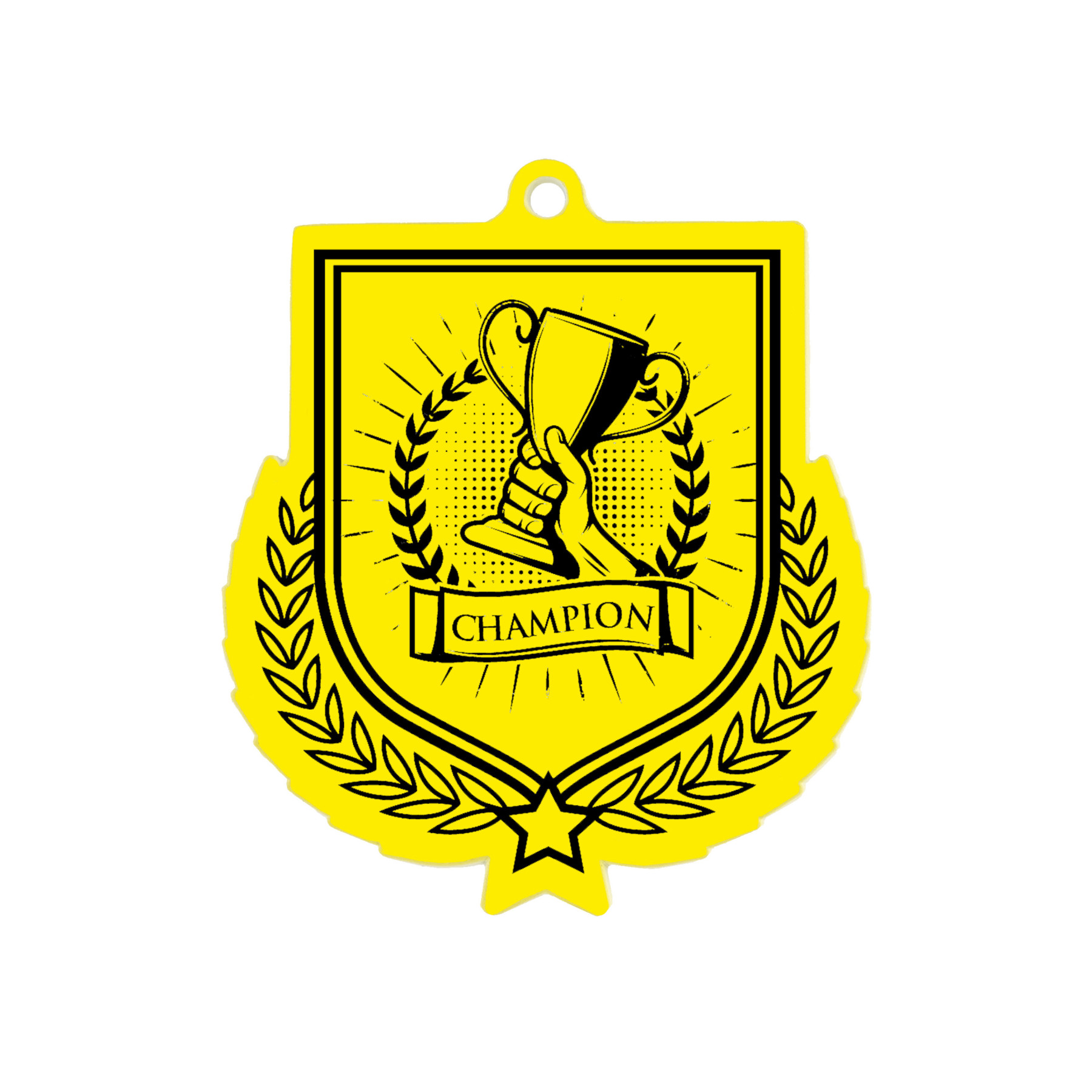 Colour Printed Champion Shield Shaped Medal