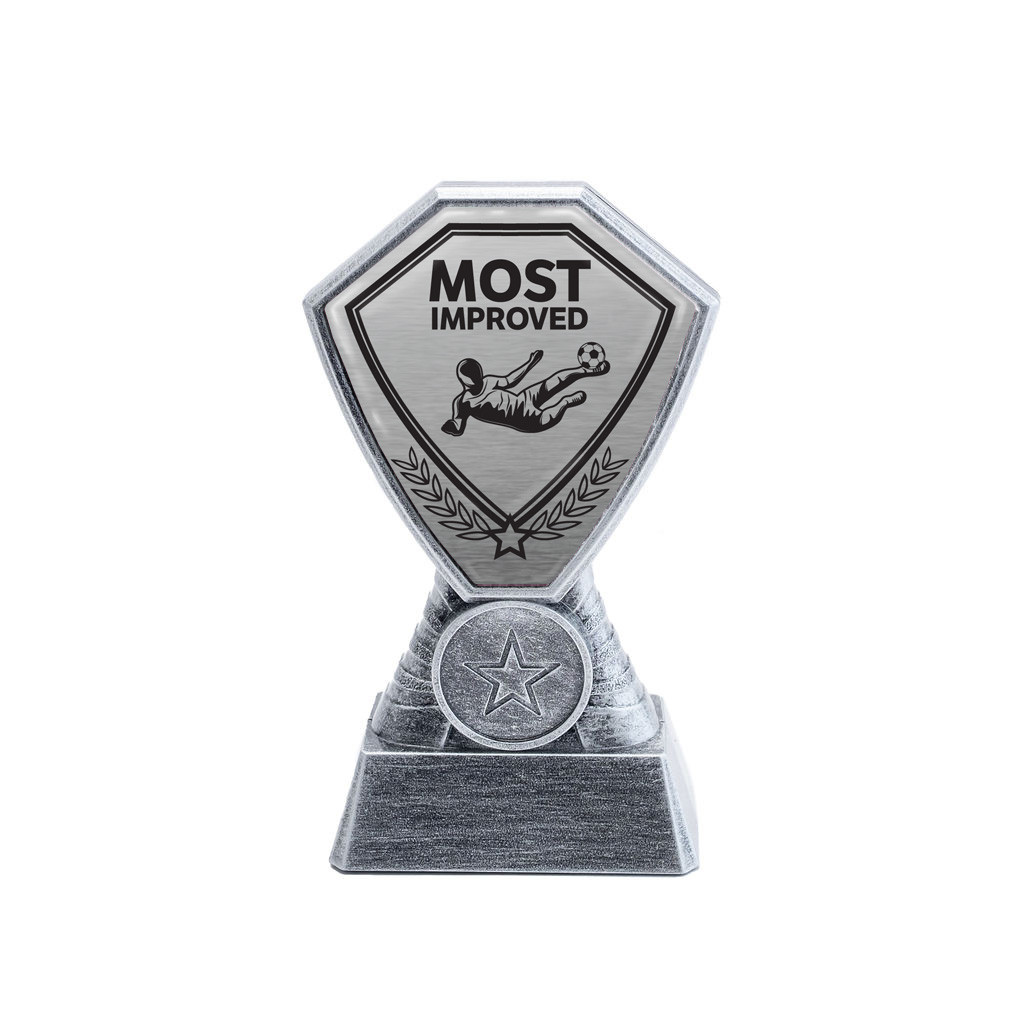 Antique Silver Most Improved Football Plastic Tower