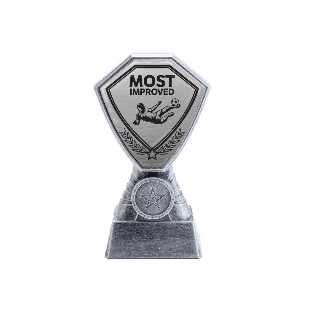 Antique Silver Most Improved Football Plastic Tower