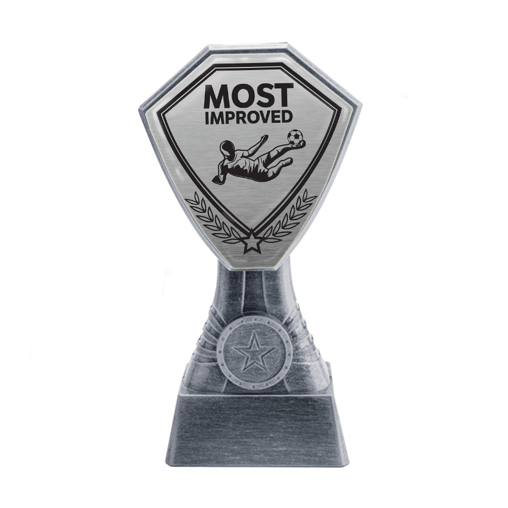 Antique Silver Most Improved Football Plastic Tower