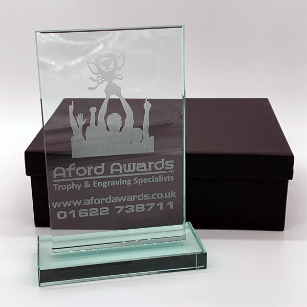 White/Silver Printed Glass Plaque With Dog Insert Trophy 3 sizes free engraving 
