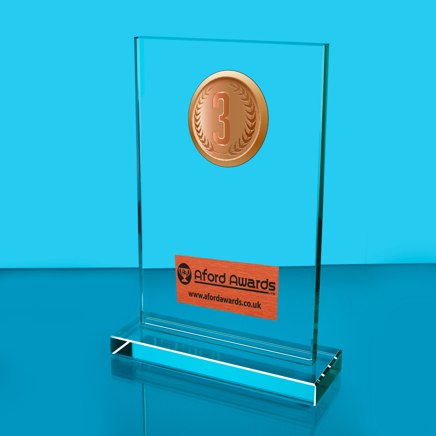 1st, 2nd & 3rd Place Thick Glass Plaque with Black Presentation Box