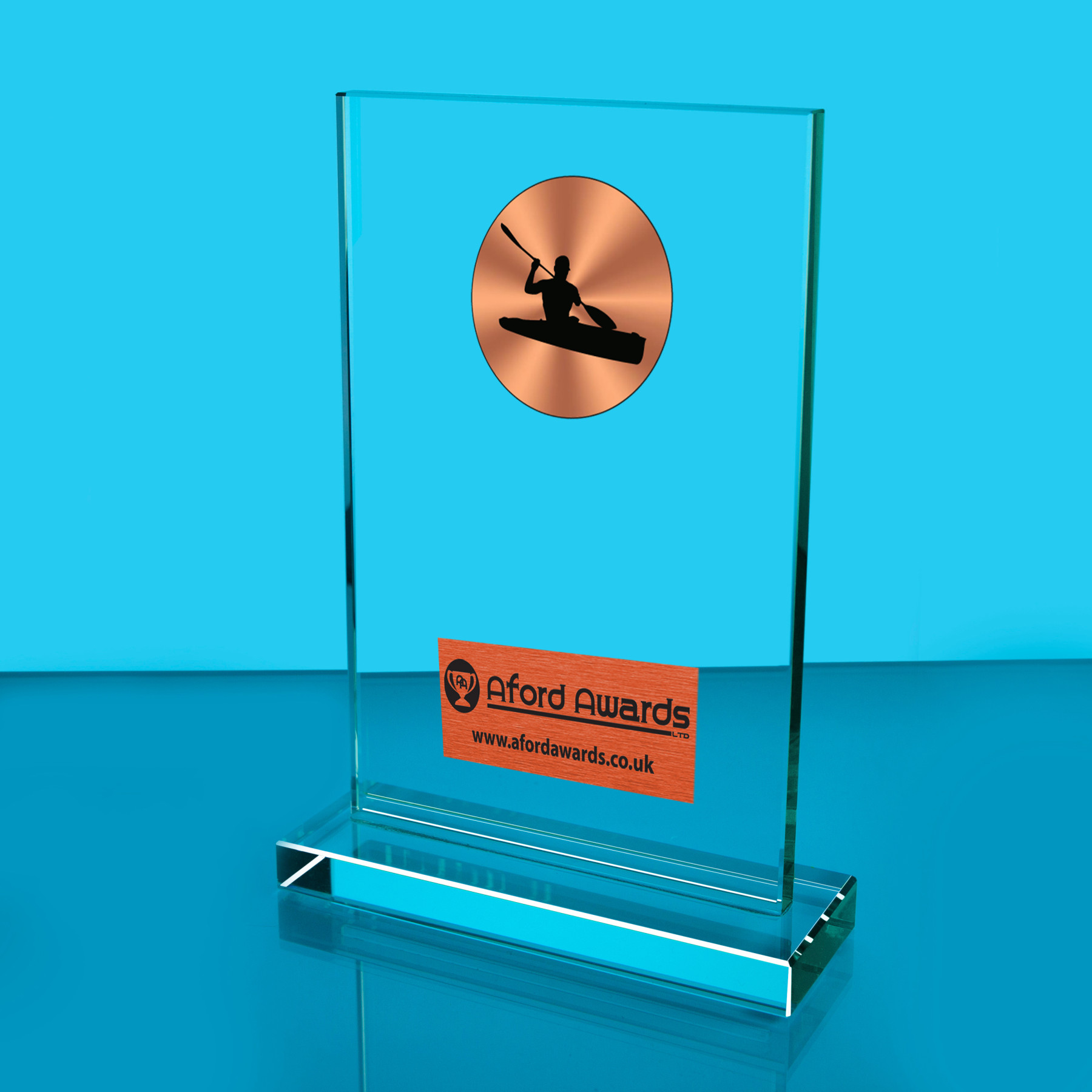 Canoeing Thick Glass Plaque with Black Presentation Box