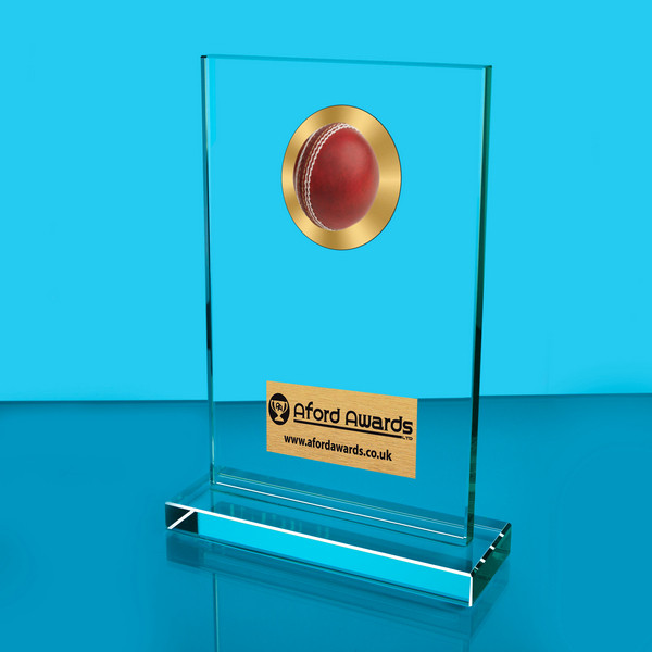 Cricket Thick Glass Plaque with Black Presentation Box