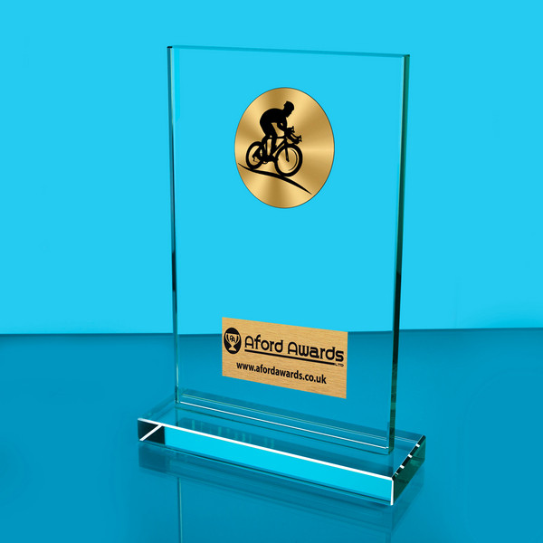 Cycling Thick Glass Plaque with Black Presentation Box