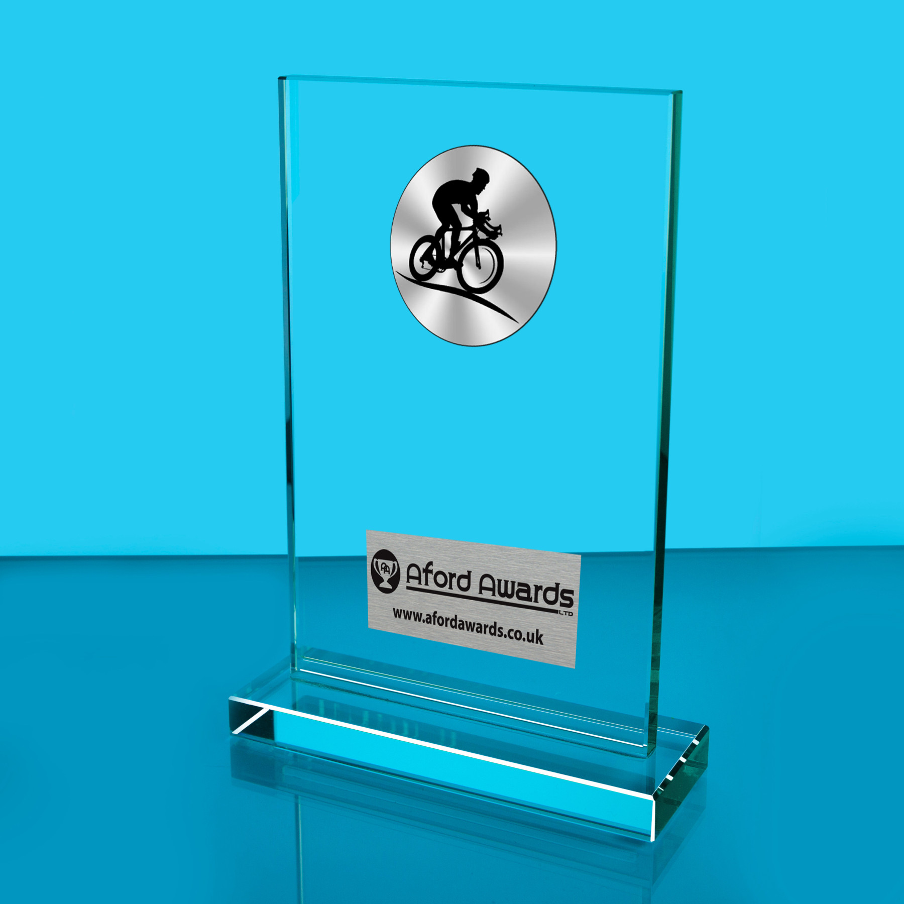 Cycling Thick Glass Plaque with Black Presentation Box