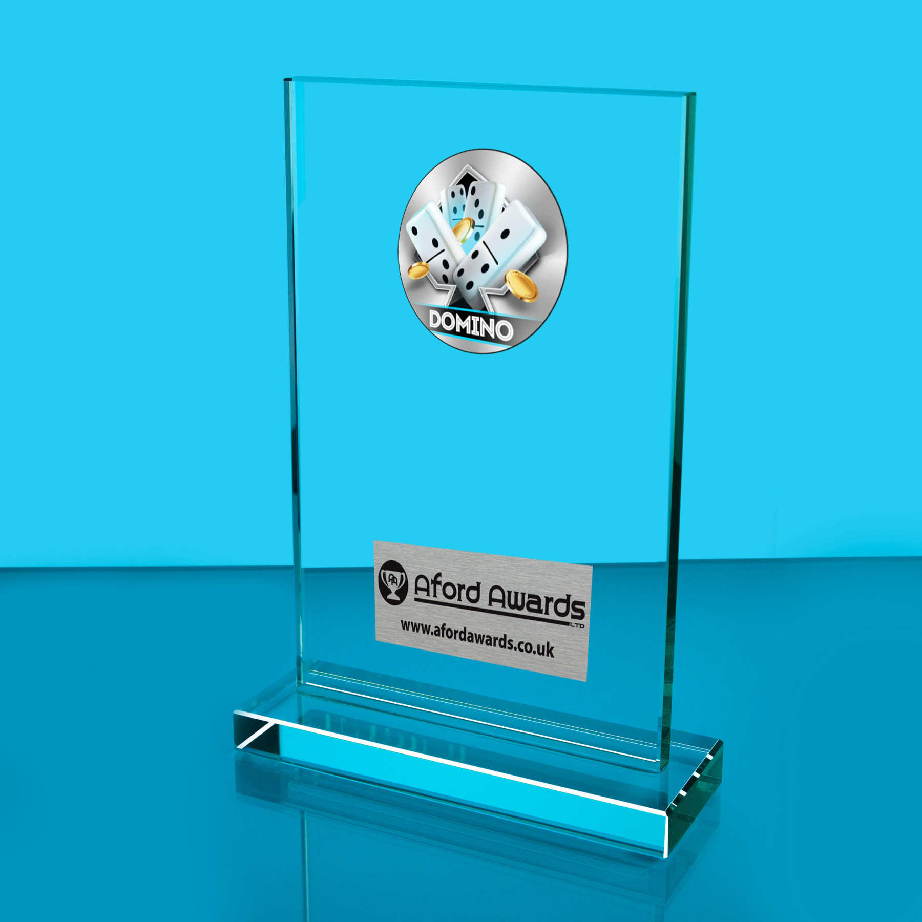Dominoes Thick Glass Plaque with Black Presentation Box