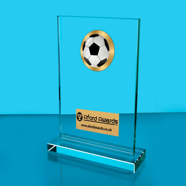 Football Thick Glass Plaque with Black Presentation Box