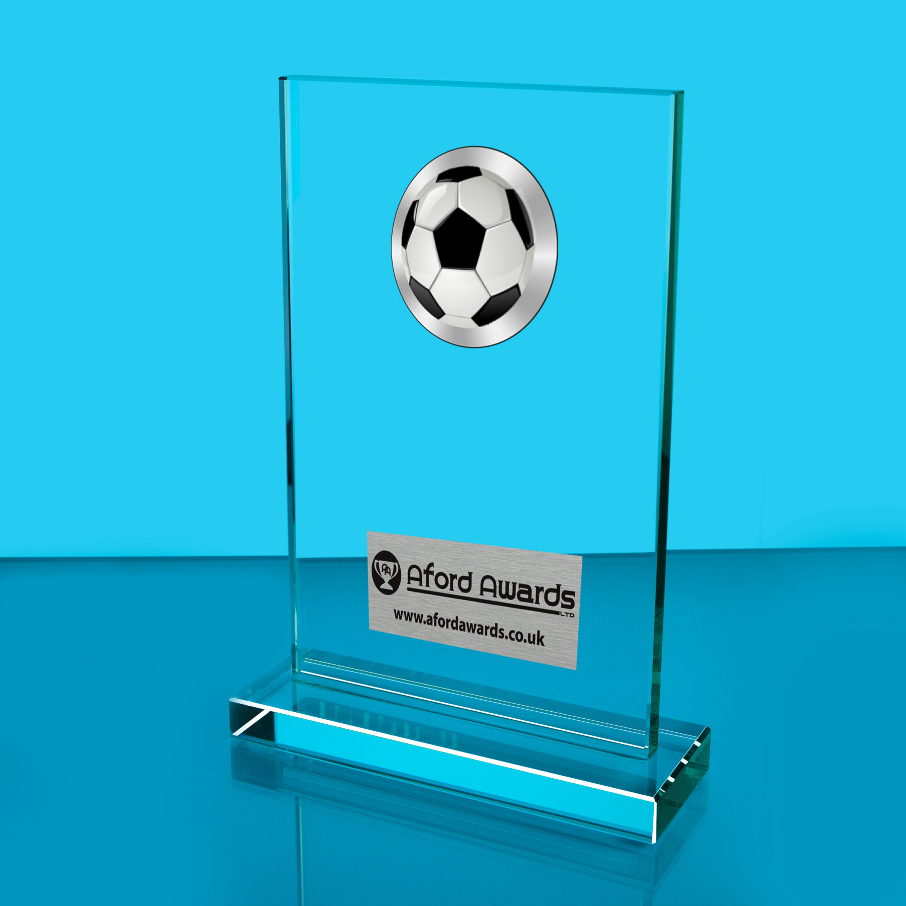 Football Thick Glass Plaque with Black Presentation Box