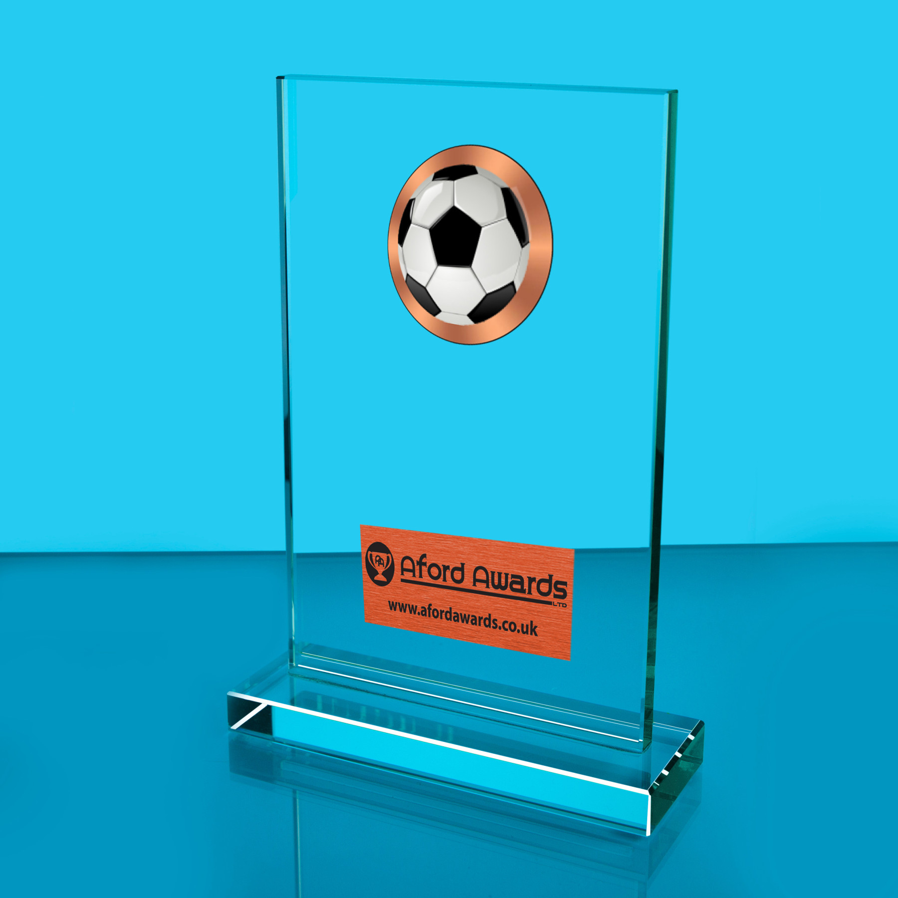 Football Thick Glass Plaque with Black Presentation Box