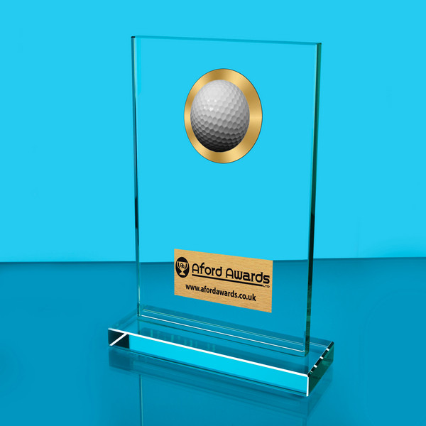 Golf Thick Glass Plaque with Black Presentation Box